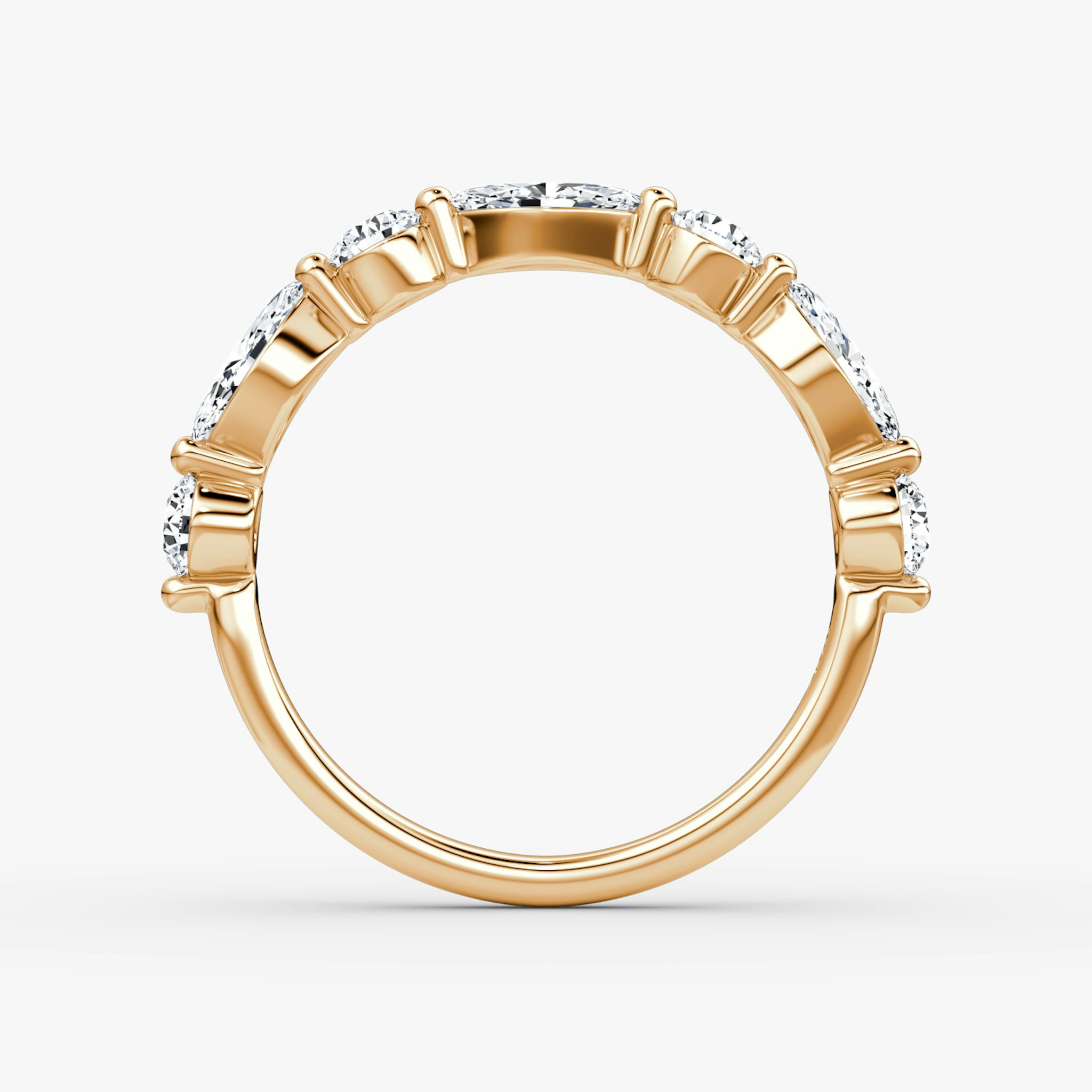 The Mixed Shape Single Shared Prong Band | round-brilliant+marquise | 14k | Rose Gold