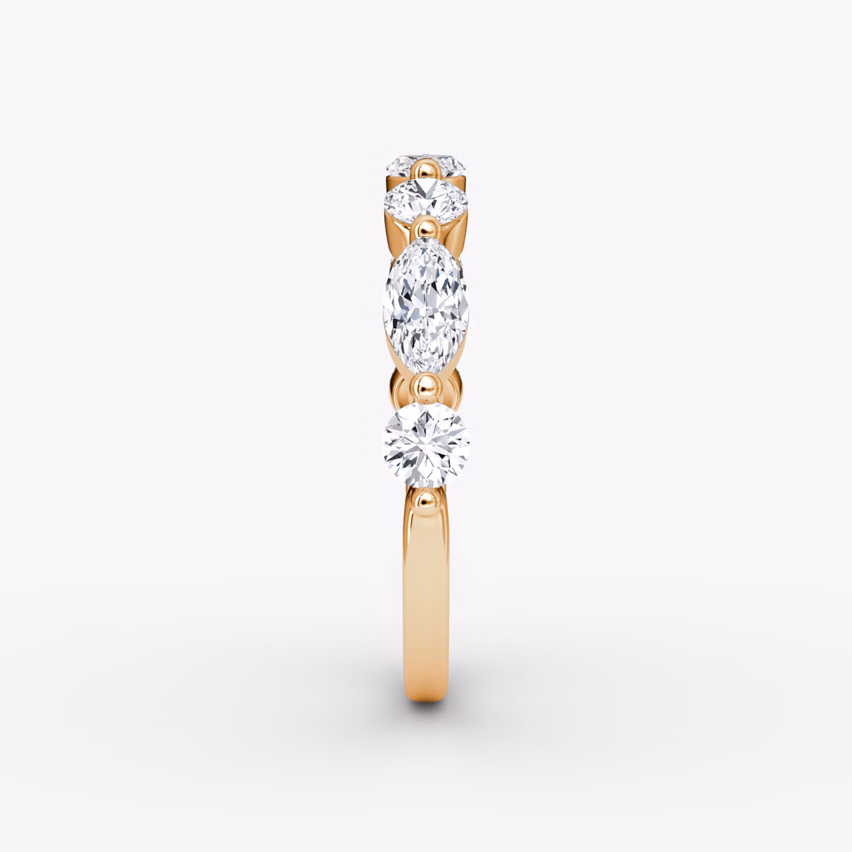 The Mixed Shape Single Shared Prong Band | round-brilliant+marquise | 14k | Rose Gold