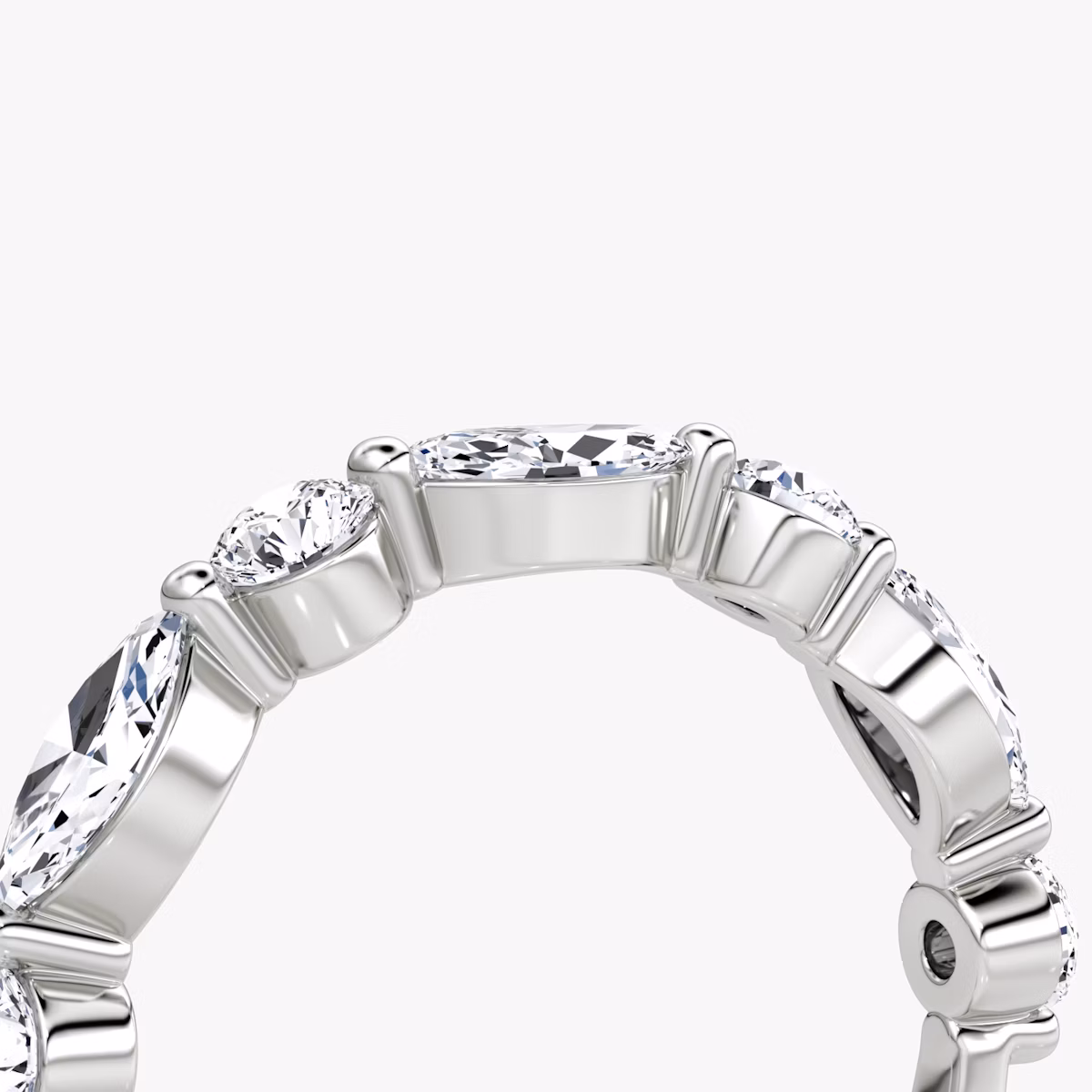 The Mixed Shape Single Shared Prong Band | round-brilliant+marquise | Platinum
