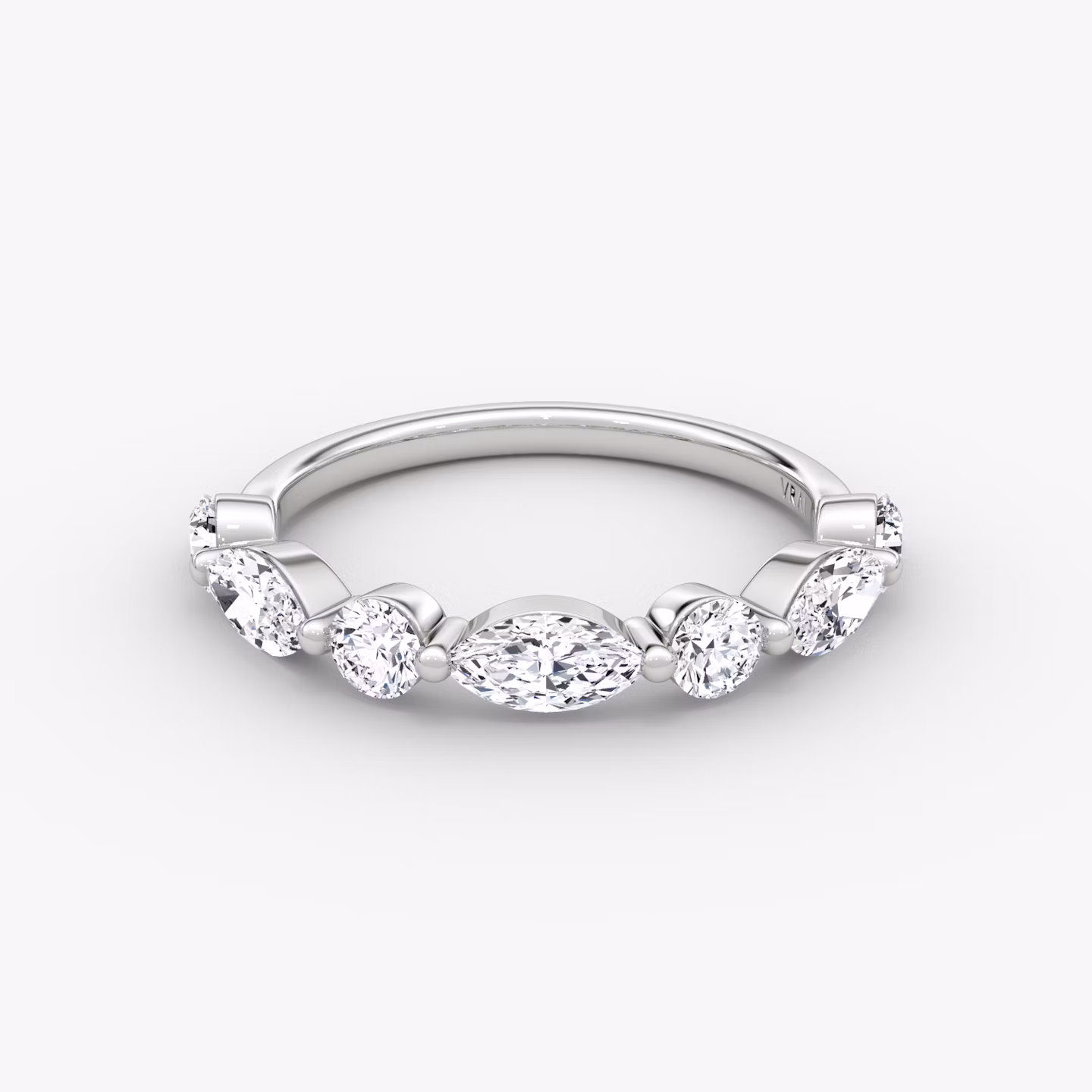 Mixed Shape Single Shared Prong Ehering | round-brilliant+marquise | 18k | Weißgold