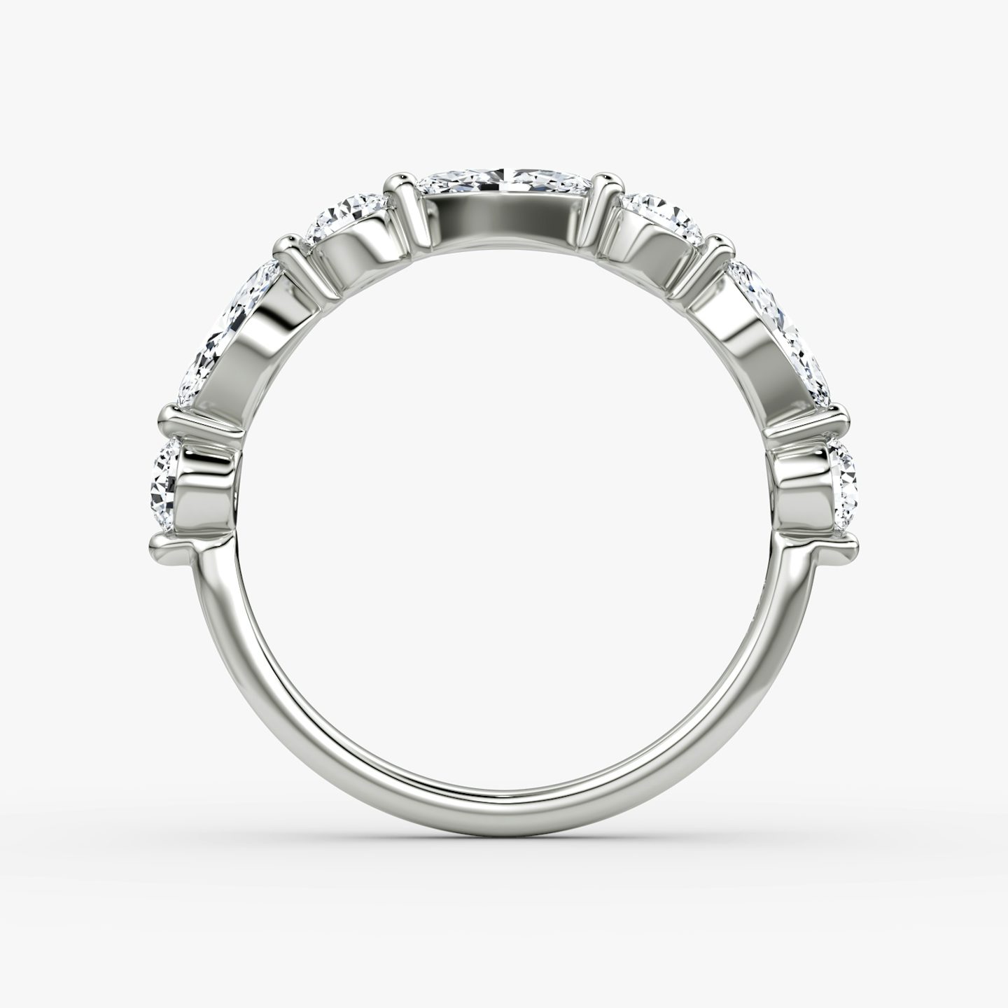 Bague Mixte Single Shared Prong | round-brilliant+marquise | Platine