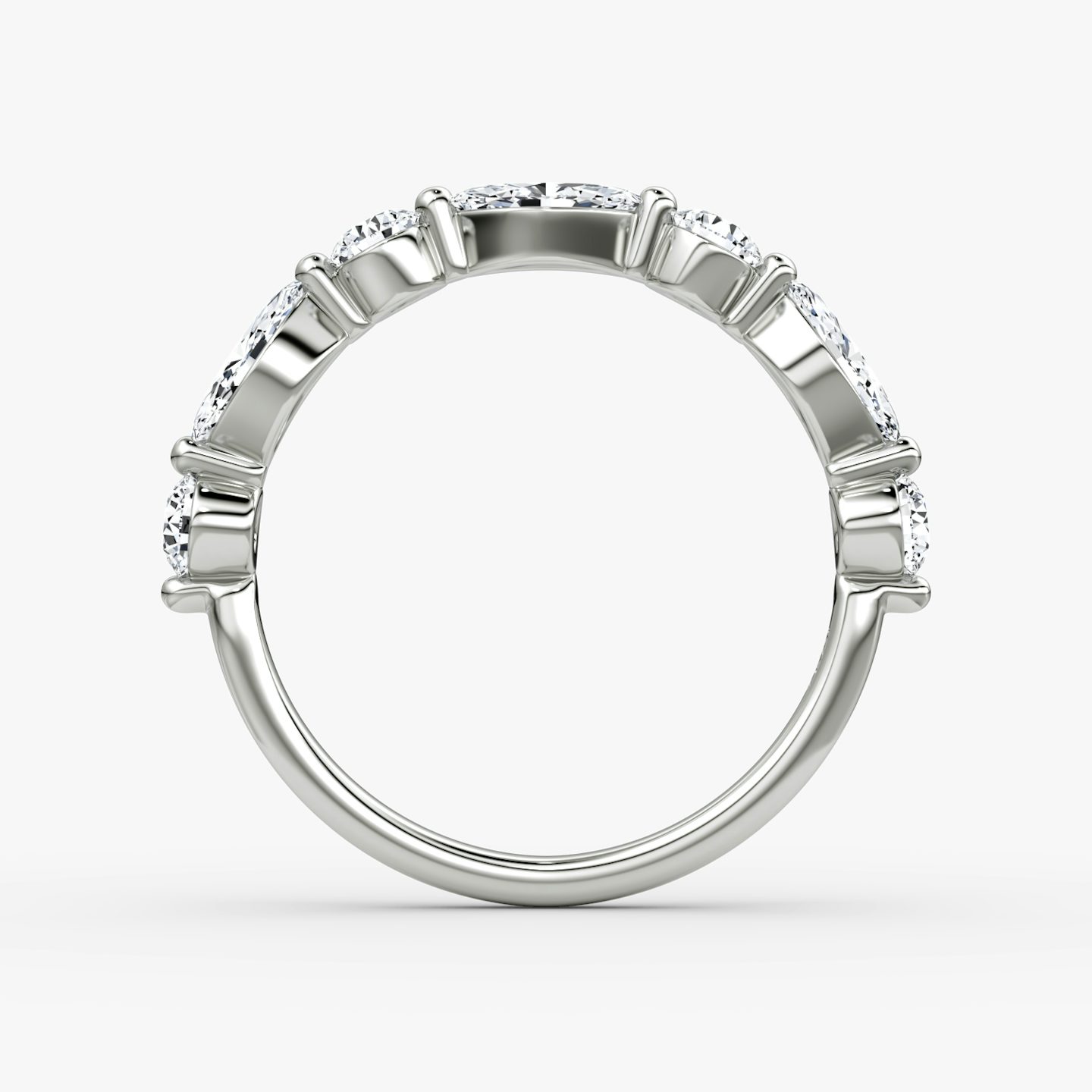 Mixed Shape Single Shared Prong Ehering | round-brilliant+marquise | 18k | Weißgold