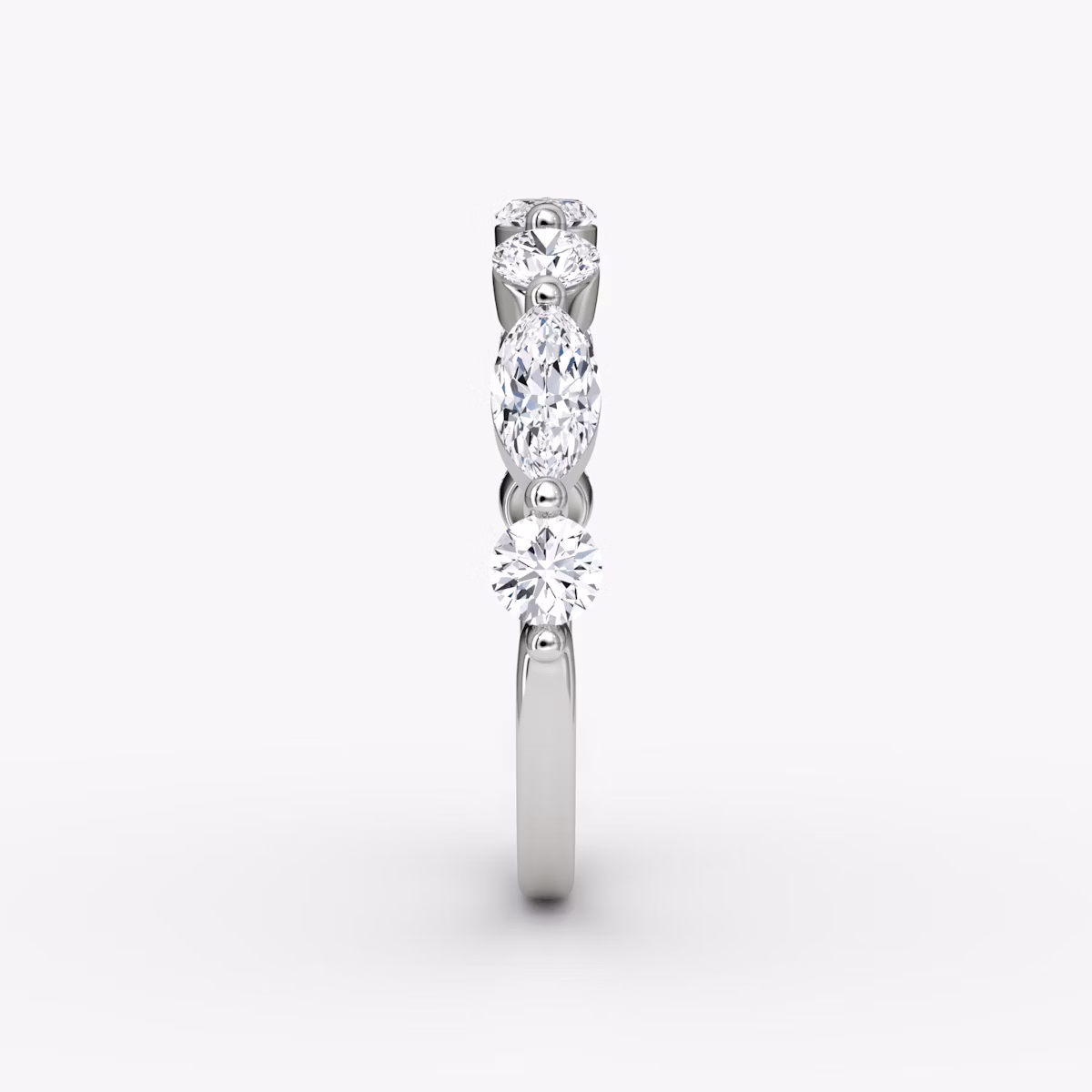The Mixed Shape Single Shared Prong Band | round-brilliant+marquise | Platinum