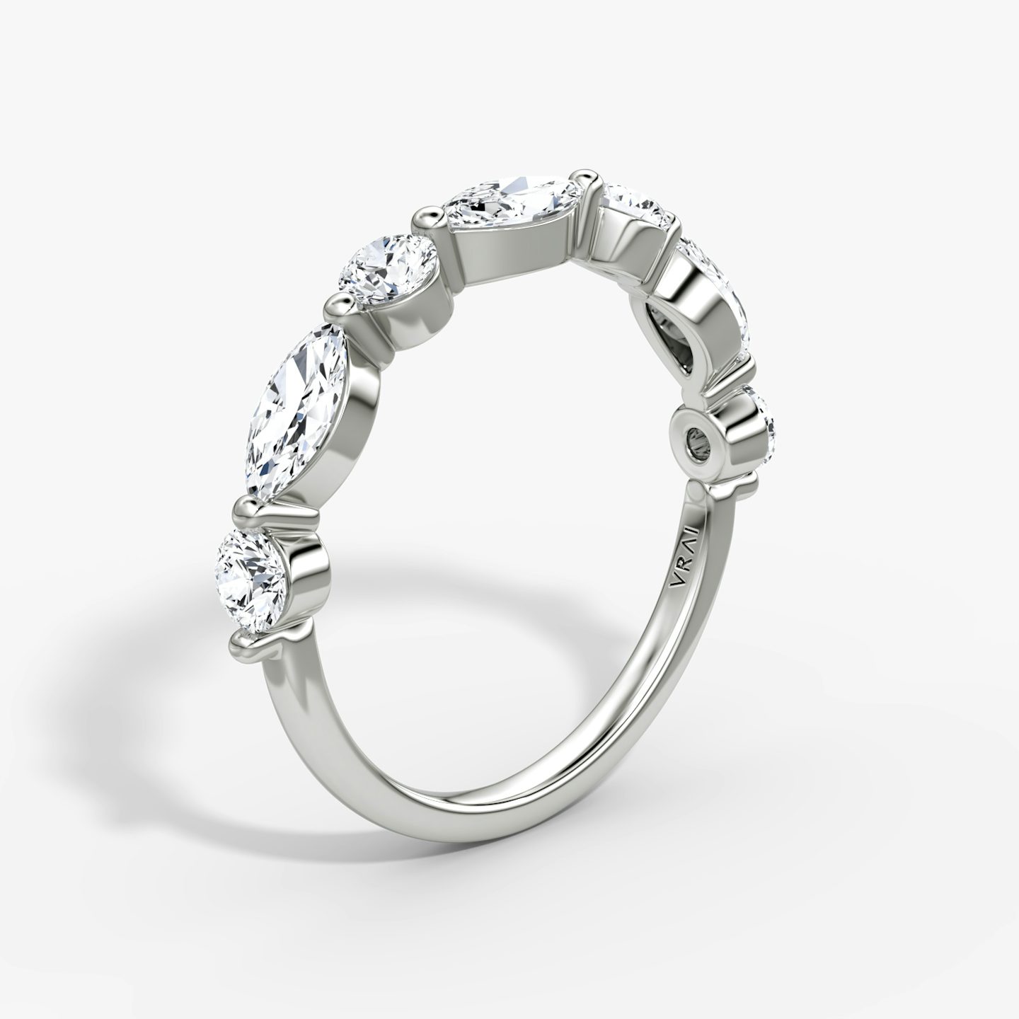 Mixed Shape Single Shared Prong Ehering | round-brilliant+marquise | 18k | Weißgold