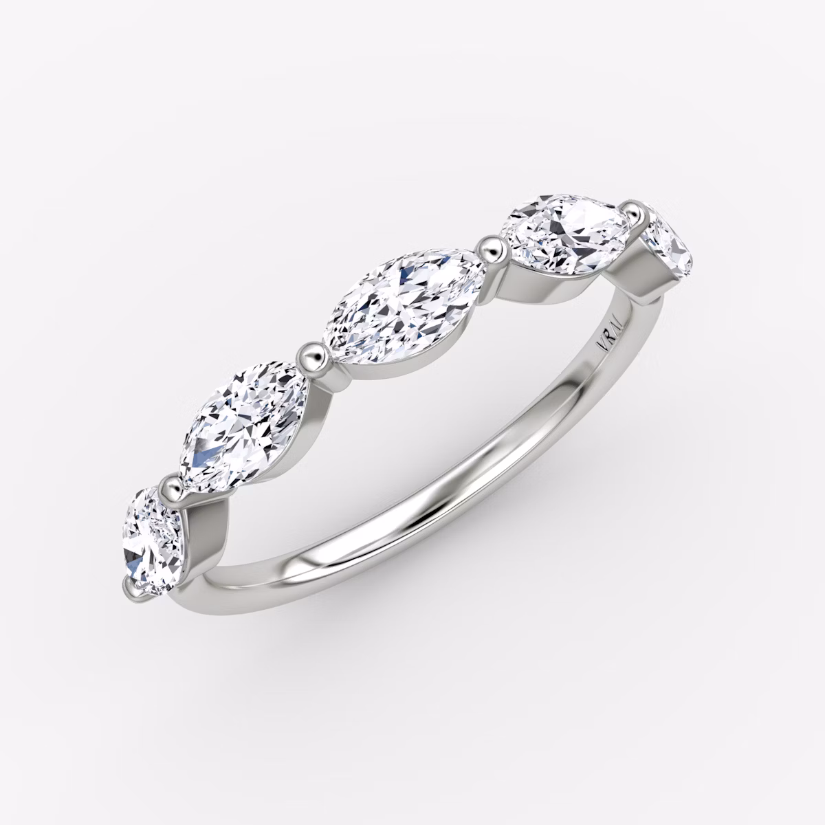 The Single Shared Prong Marquise Band | Marquise | 18k | White Gold