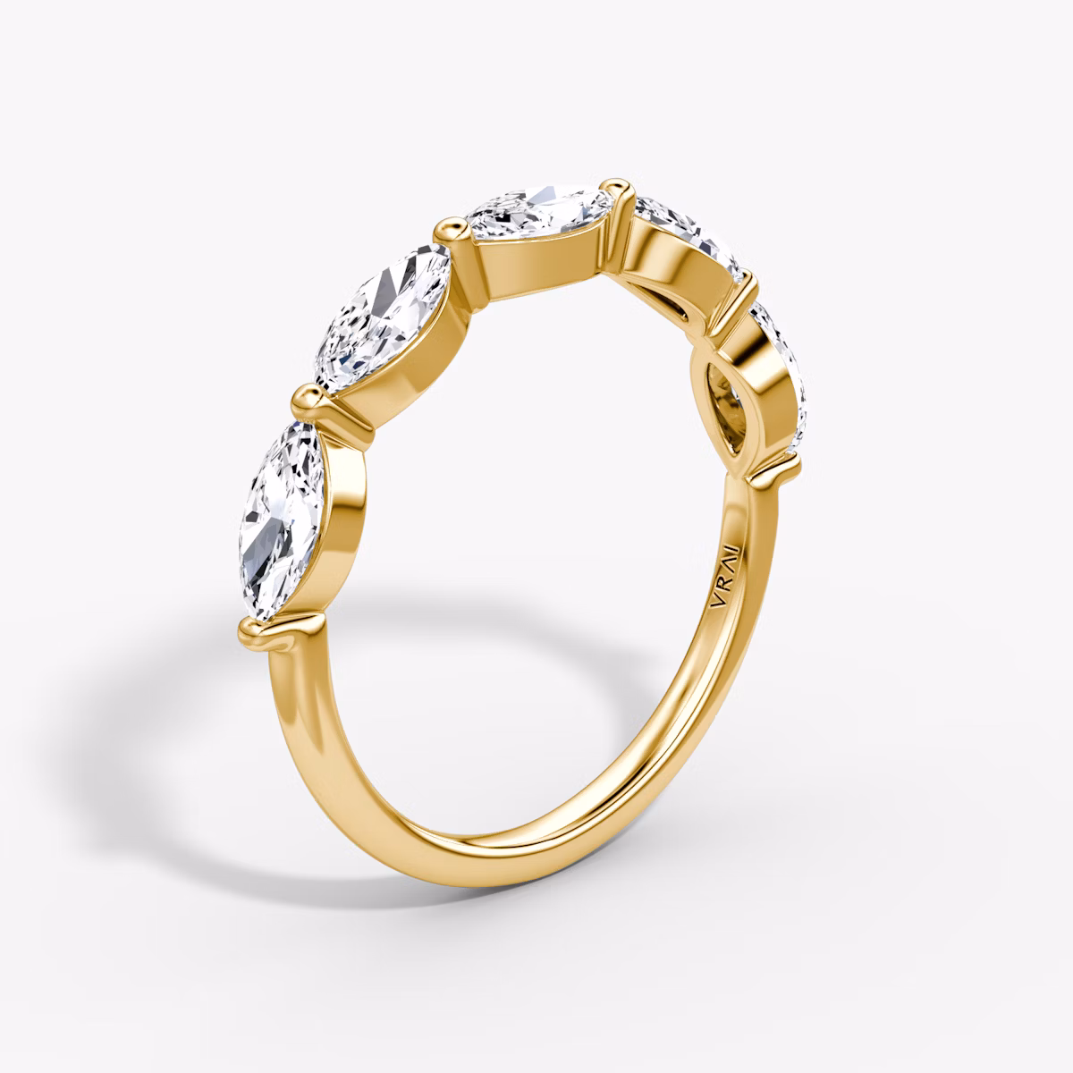 The Single Shared Prong Marquise Band | Marquise | 18k | Yellow Gold