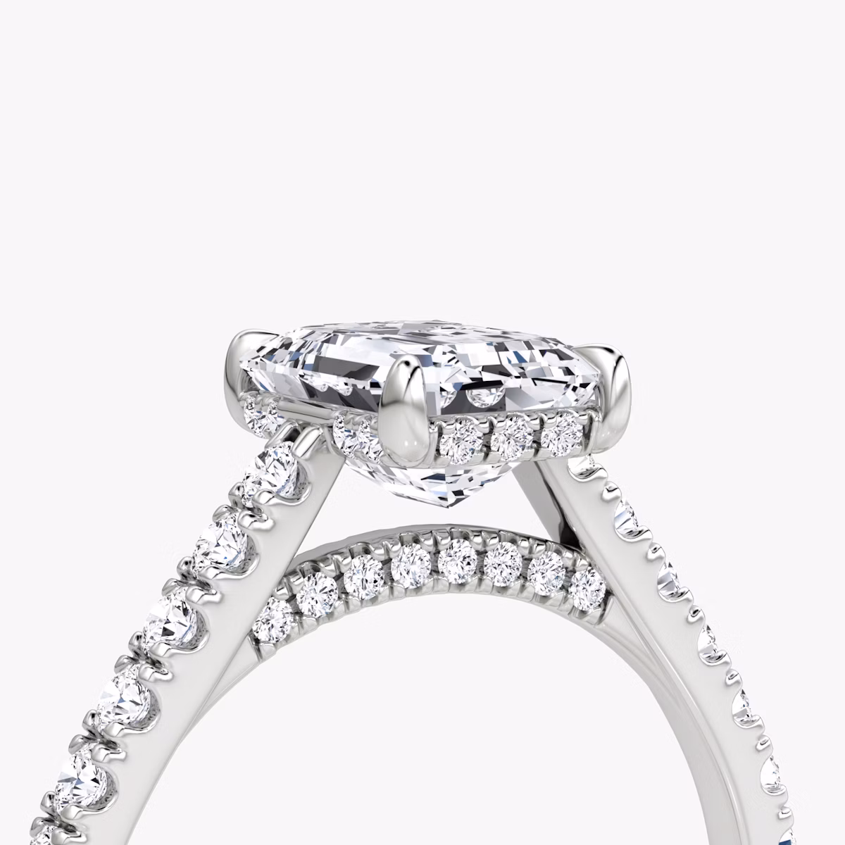 The Pavé Bridge | Emerald | Platinum | bandAccent: Pavé | diamondOrientation: vertical | caratWeight: other