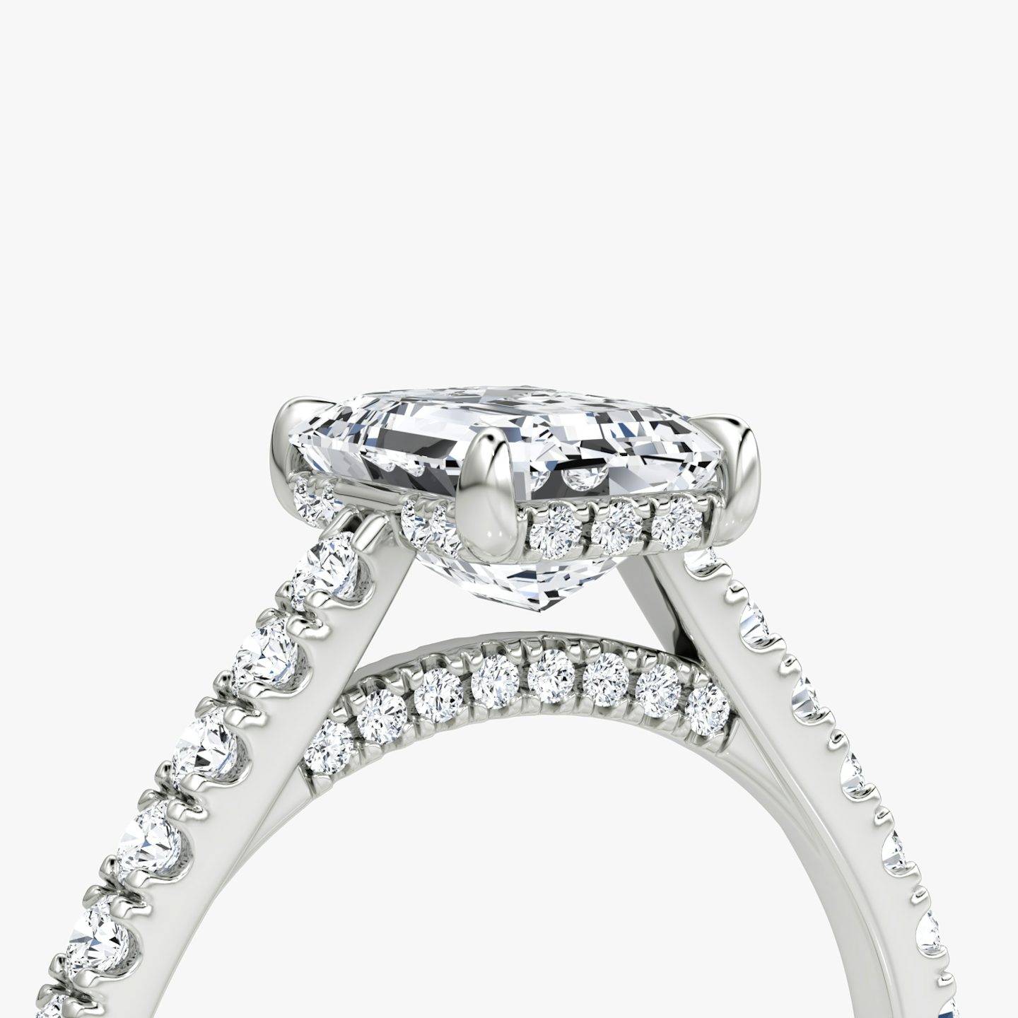 The Pavé Bridge | Emerald | Platinum | bandAccent: Pavé | diamondOrientation: vertical | caratWeight: other