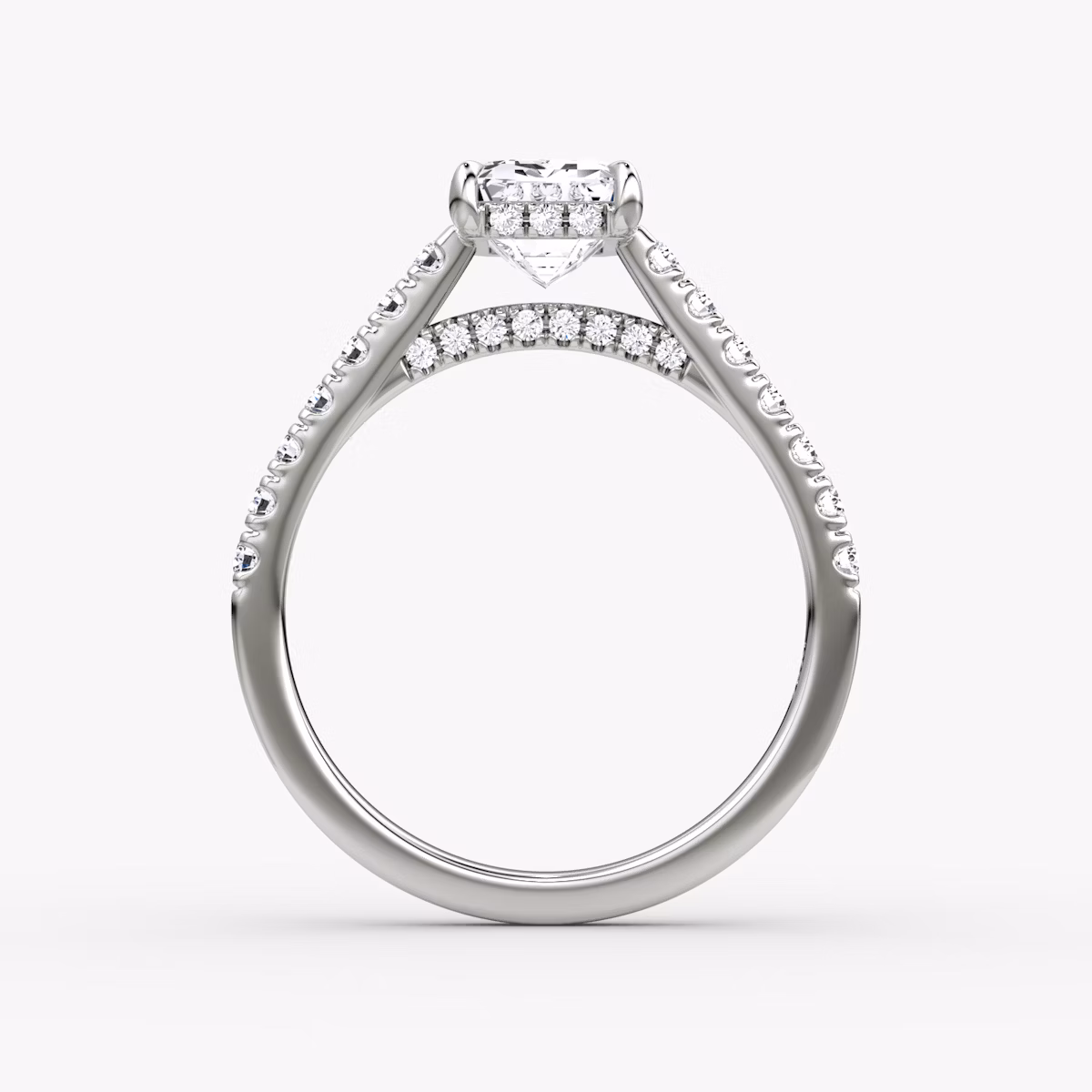 The Pavé Bridge | Emerald | Platinum | bandAccent: Pavé | diamondOrientation: vertical | caratWeight: other