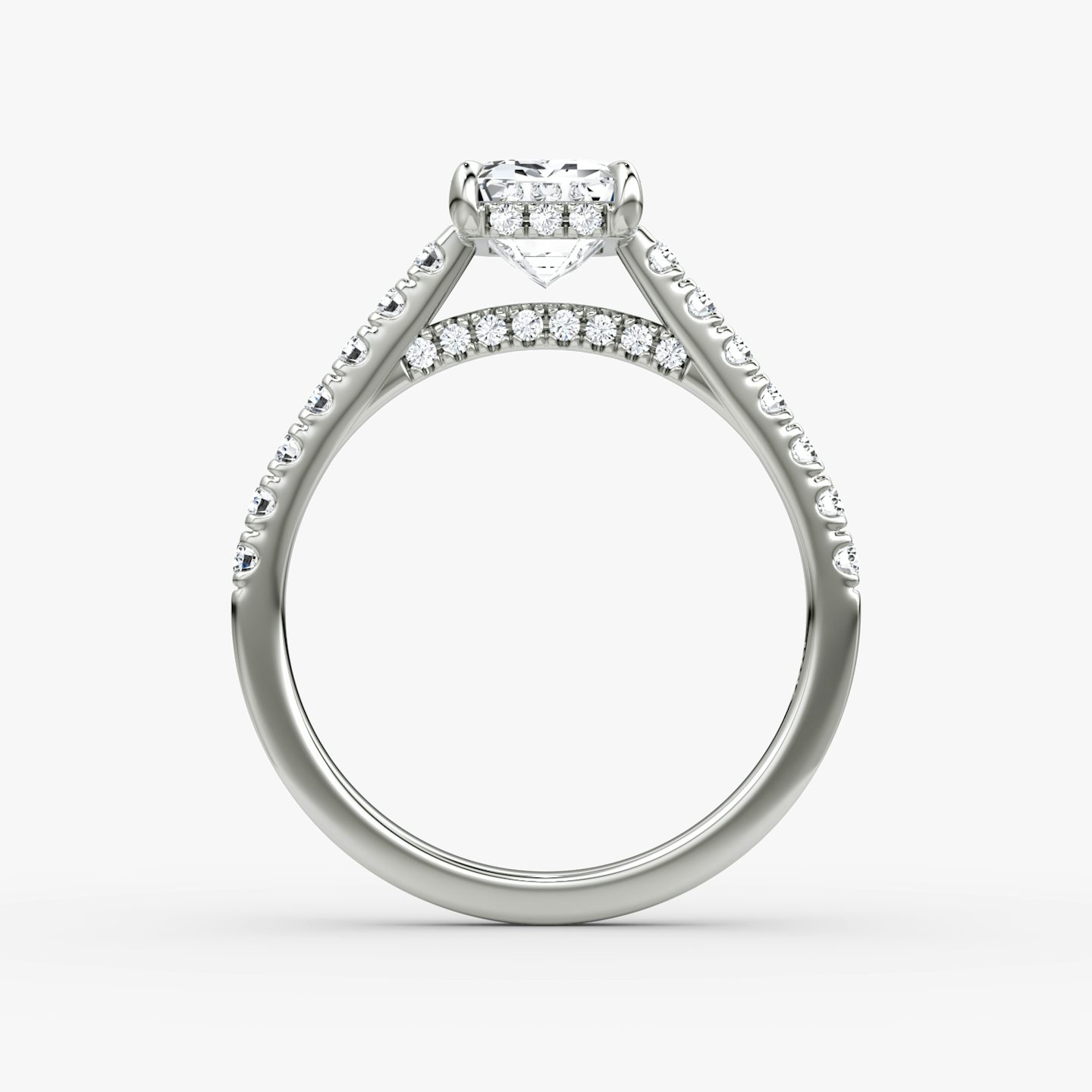 The Pavé Bridge | Emerald | Platinum | bandAccent: Pavé | diamondOrientation: vertical | caratWeight: other