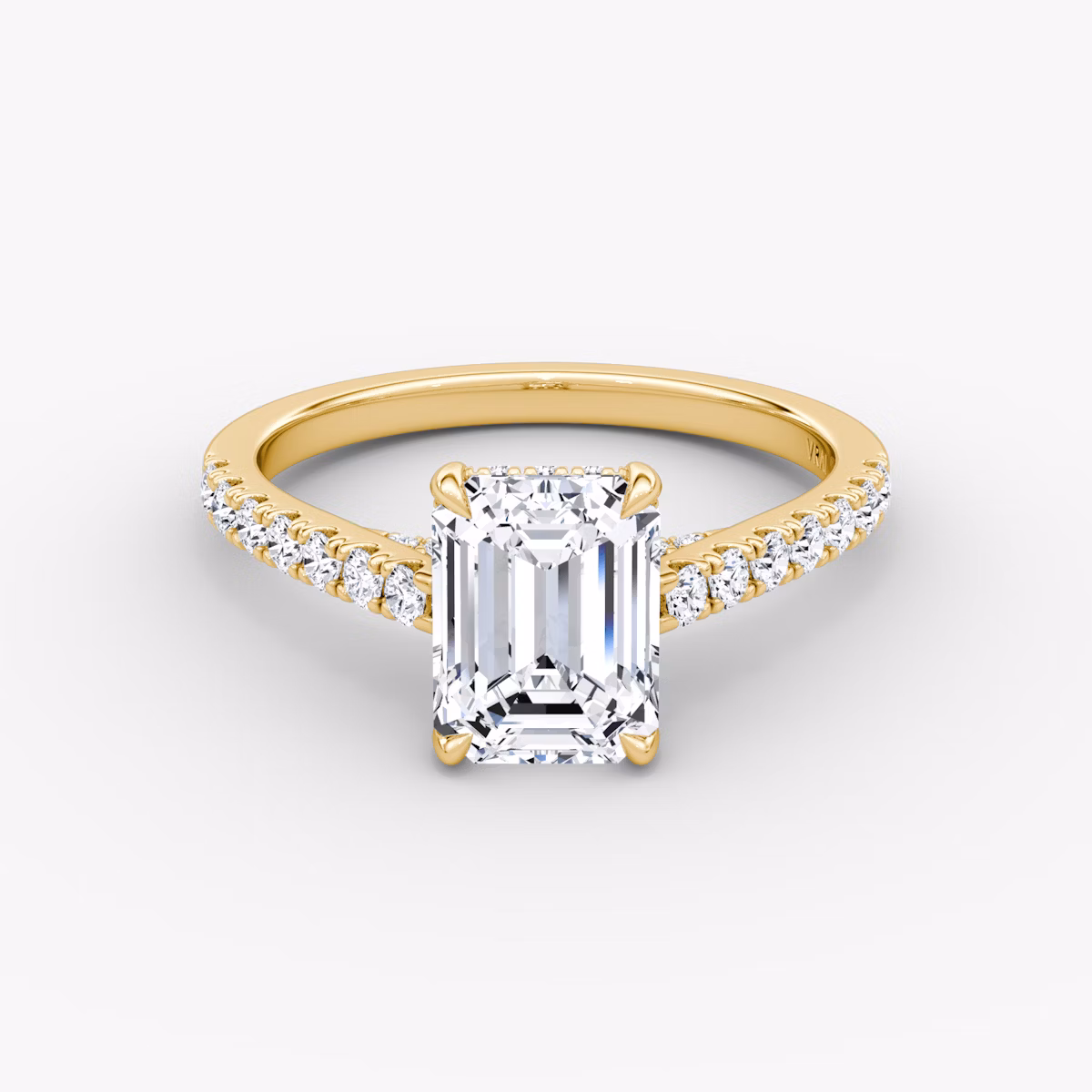 The Pavé Bridge | Emerald | 18k | Yellow Gold | bandAccent: Pavé | diamondOrientation: vertical | caratWeight: other