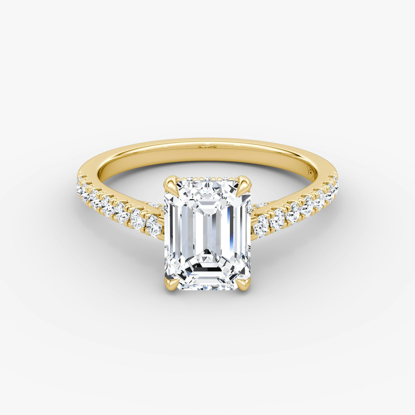 The Pavé Bridge | Emerald | 18k | Yellow Gold | bandAccent: Pavé | diamondOrientation: vertical | caratWeight: other