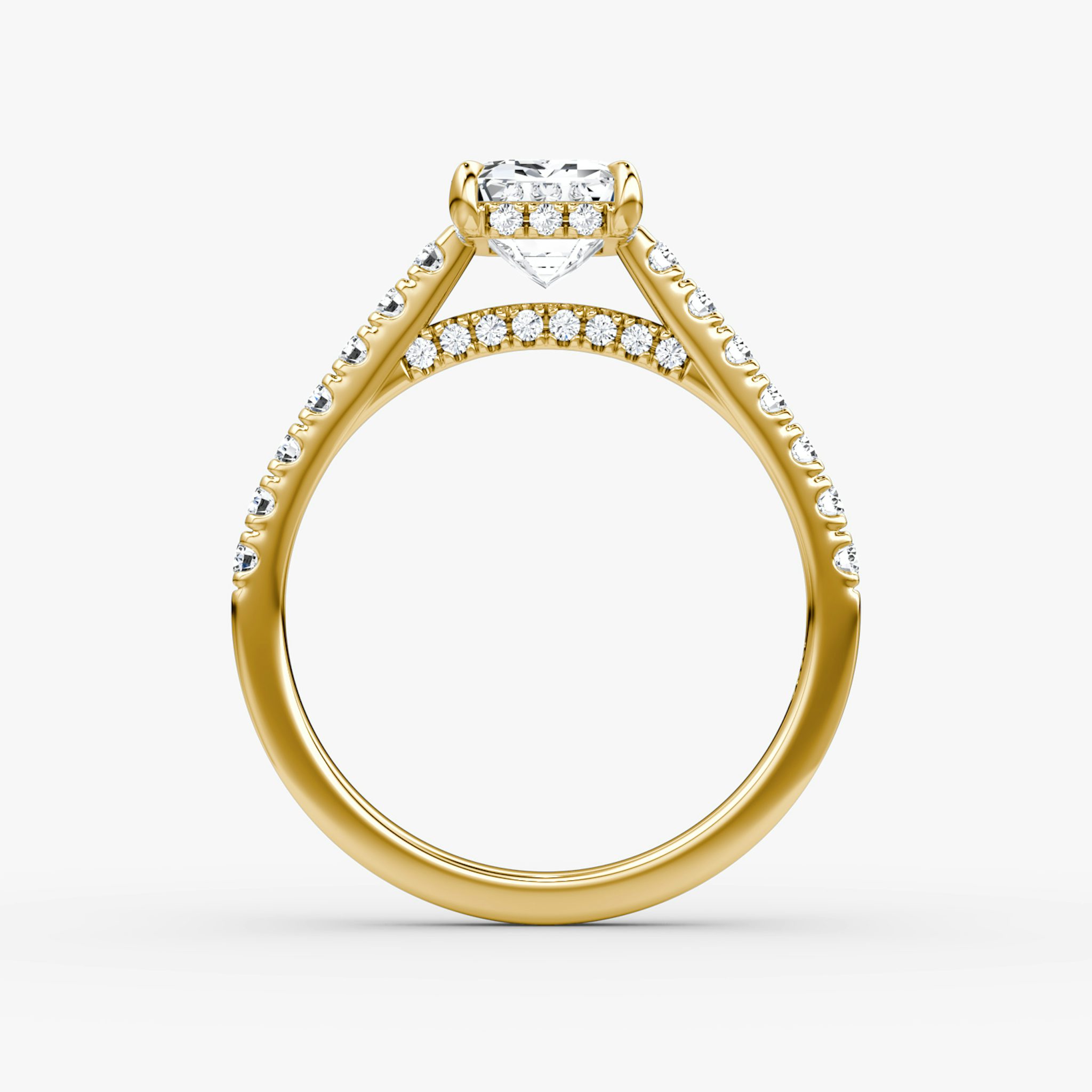The Pavé Bridge | Emerald | 18k | Yellow Gold | bandAccent: Pavé | diamondOrientation: vertical | caratWeight: other