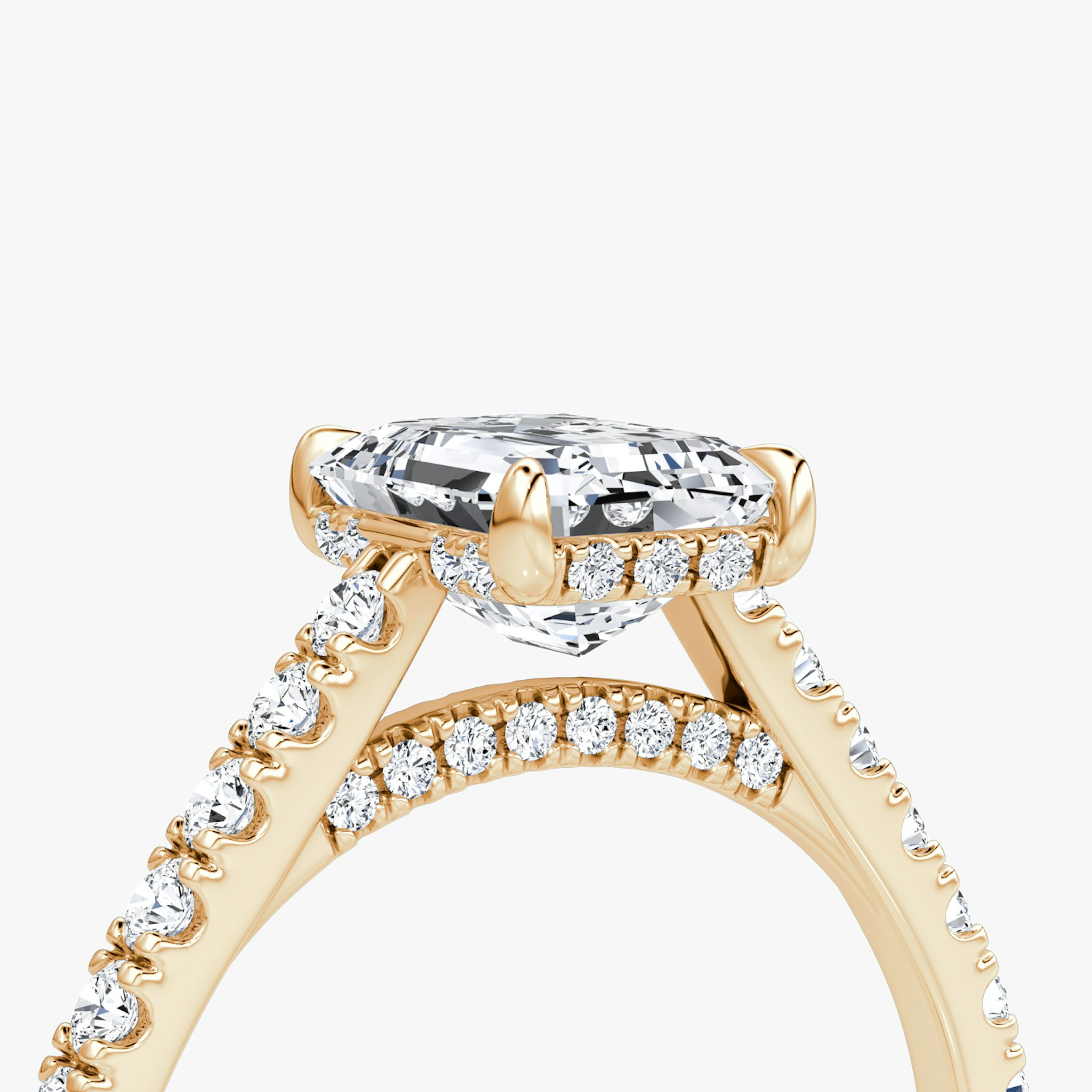 The Pavé Bridge | Emerald | 14k | Rose Gold | bandAccent: Pavé | diamondOrientation: vertical | caratWeight: other