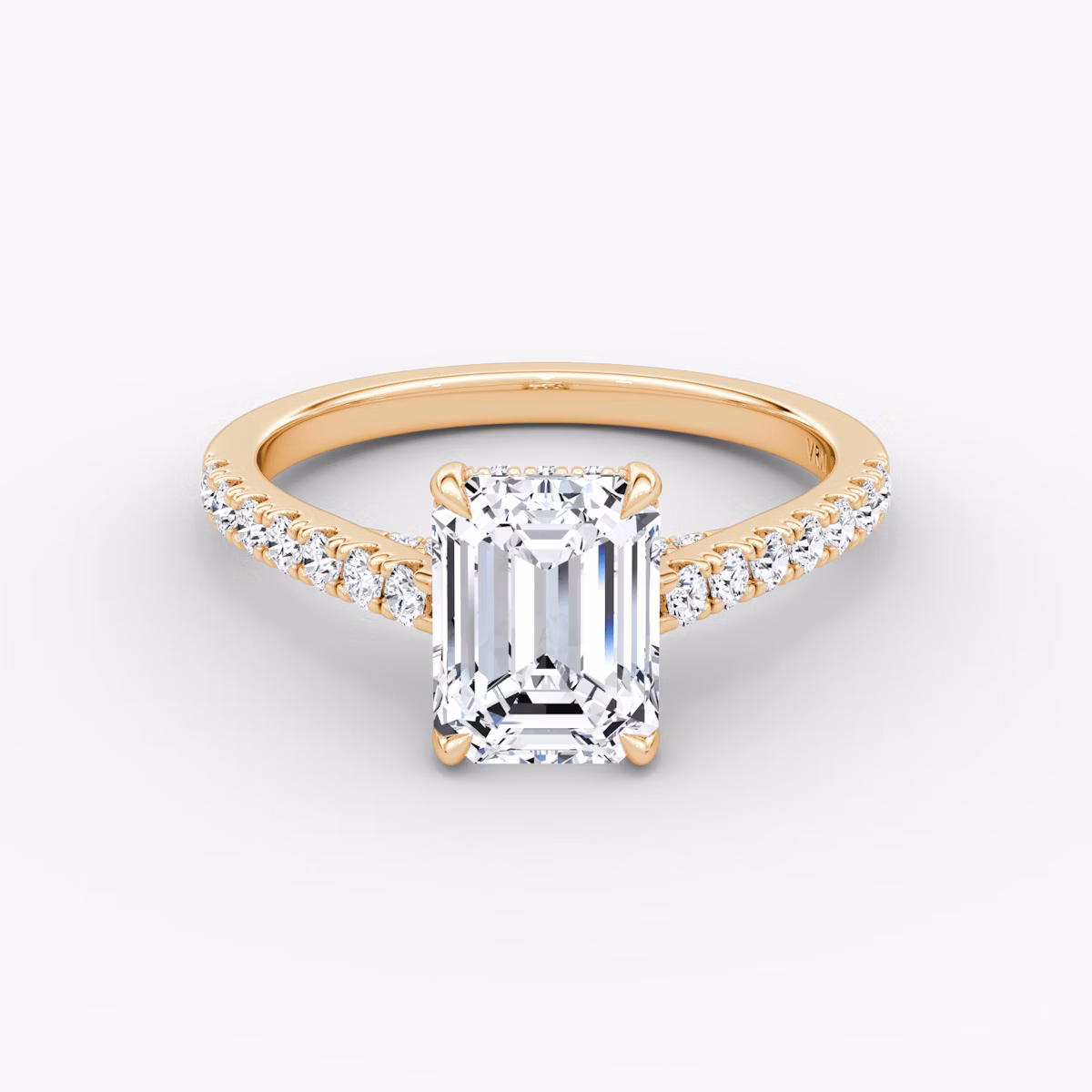 The Pavé Bridge | Emerald | 14k | Rose Gold | bandAccent: Pavé | diamondOrientation: vertical | caratWeight: other