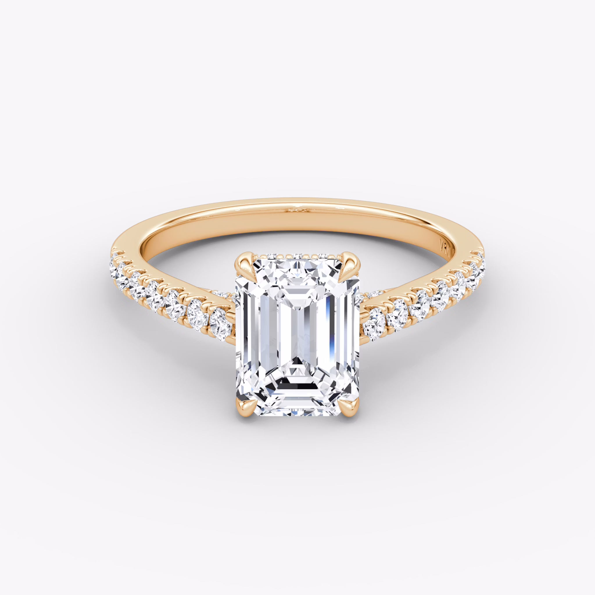 The Pavé Bridge | Emerald | 14k | Rose Gold | bandAccent: Pavé | diamondOrientation: vertical | caratWeight: other