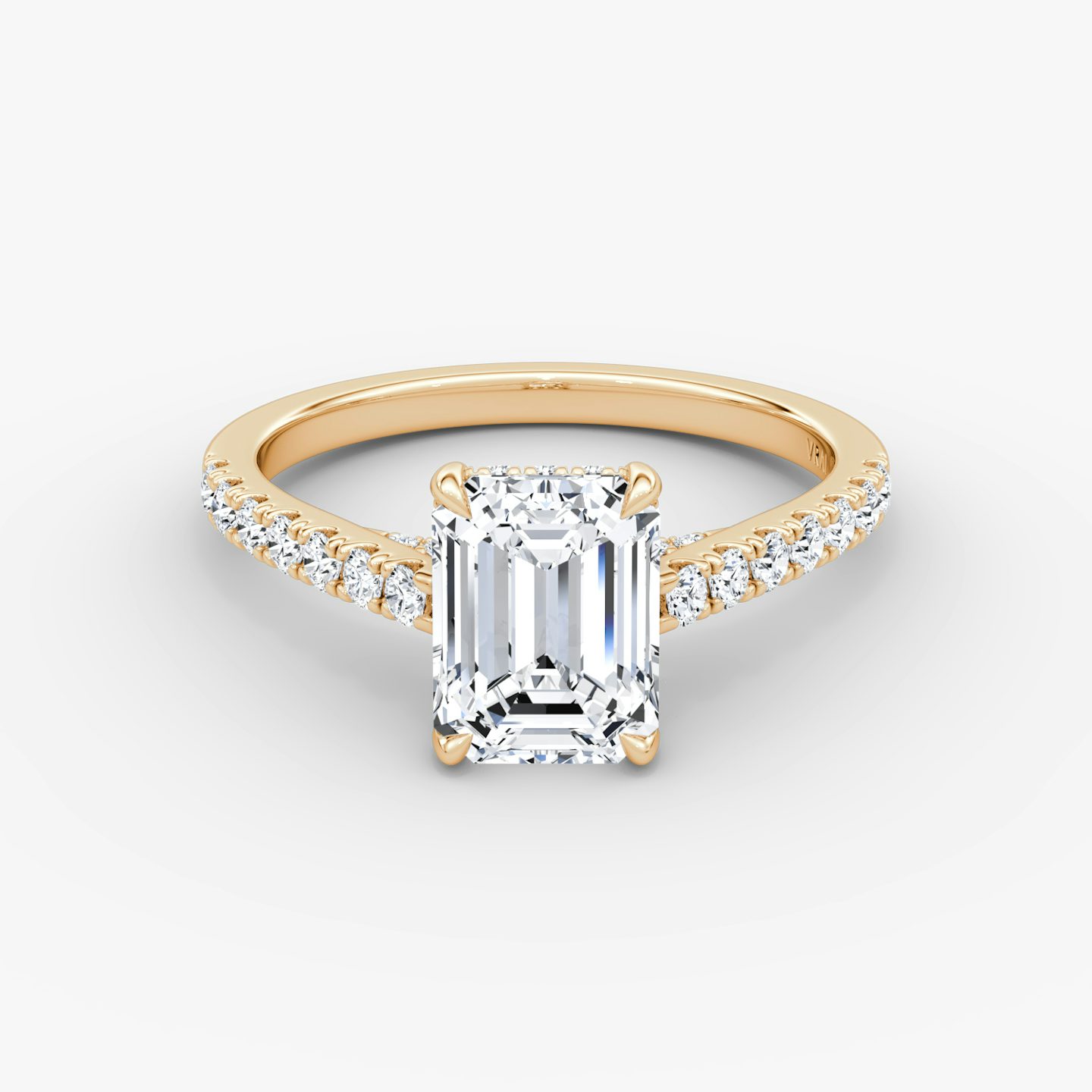Pavé Bridge | Emerald | 14k | Roségold | bandAccent: Mit Pavé-Besatz | diamondOrientation: vertical | caratWeight: other