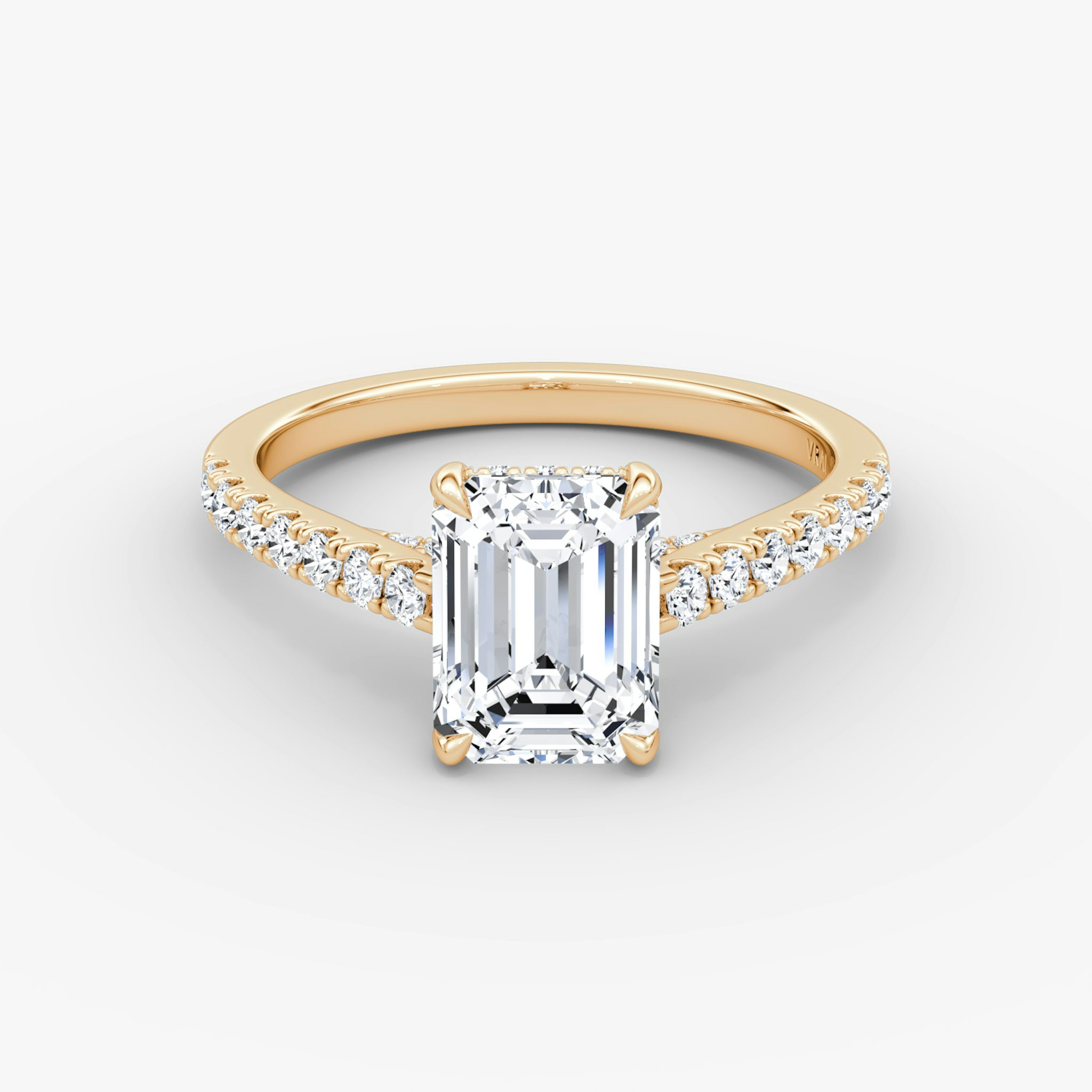 The Pavé Bridge | Emerald | 14k | Rose Gold | bandAccent: Pavé | diamondOrientation: vertical | caratWeight: other