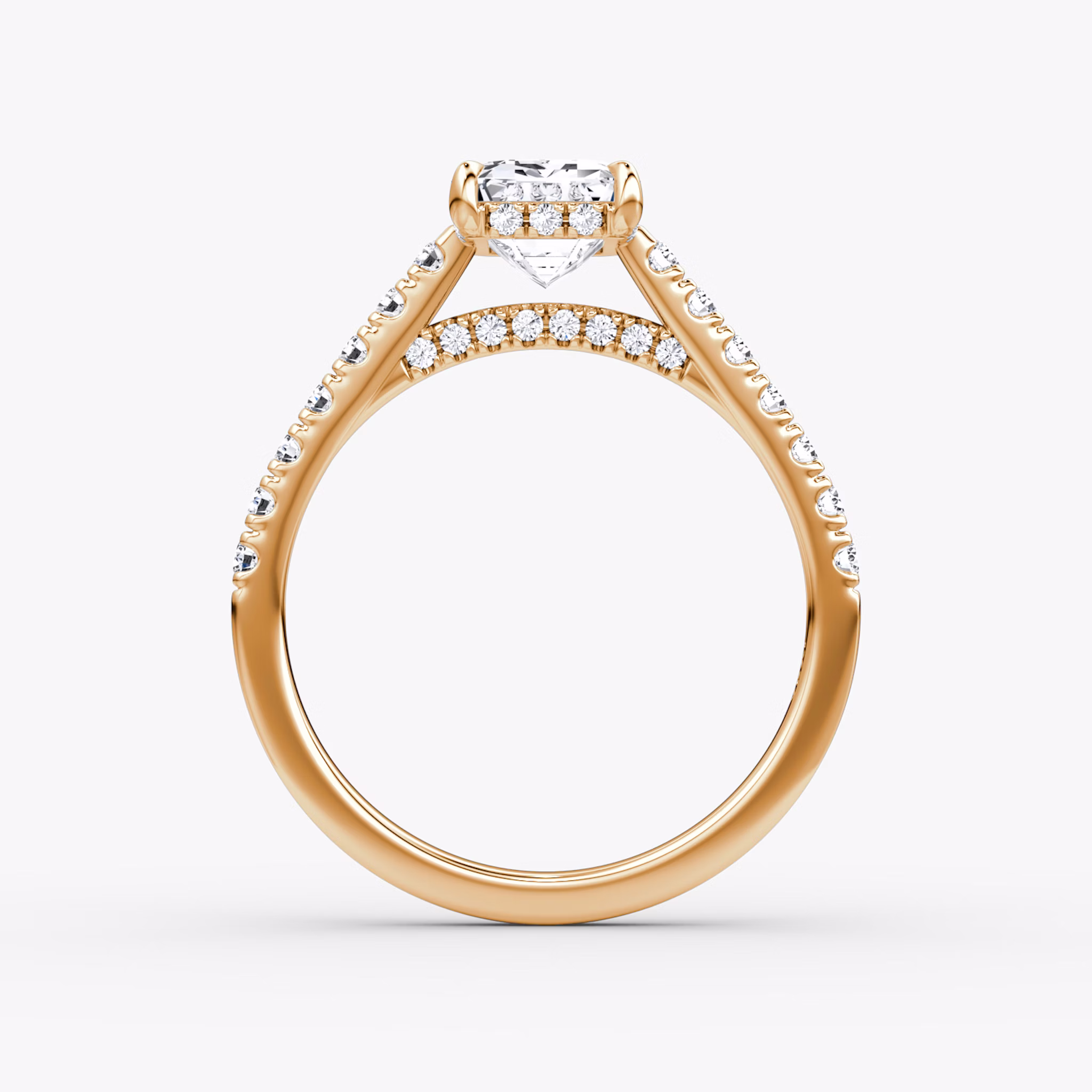 The Pavé Bridge | Emerald | 14k | Rose Gold | bandAccent: Pavé | diamondOrientation: vertical | caratWeight: other