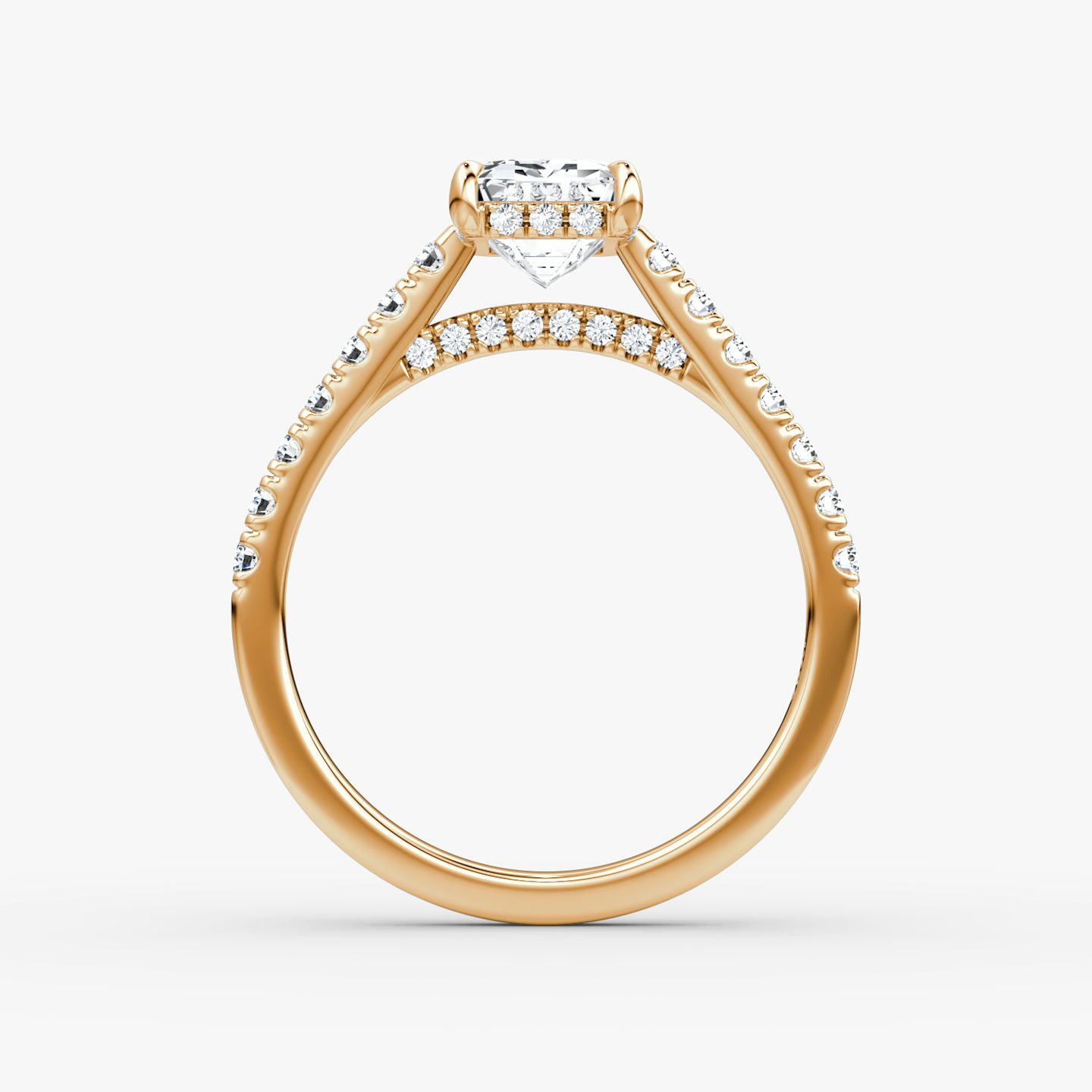 Pavé Bridge | Emerald | 14k | Roségold | bandAccent: Mit Pavé-Besatz | diamondOrientation: vertical | caratWeight: other