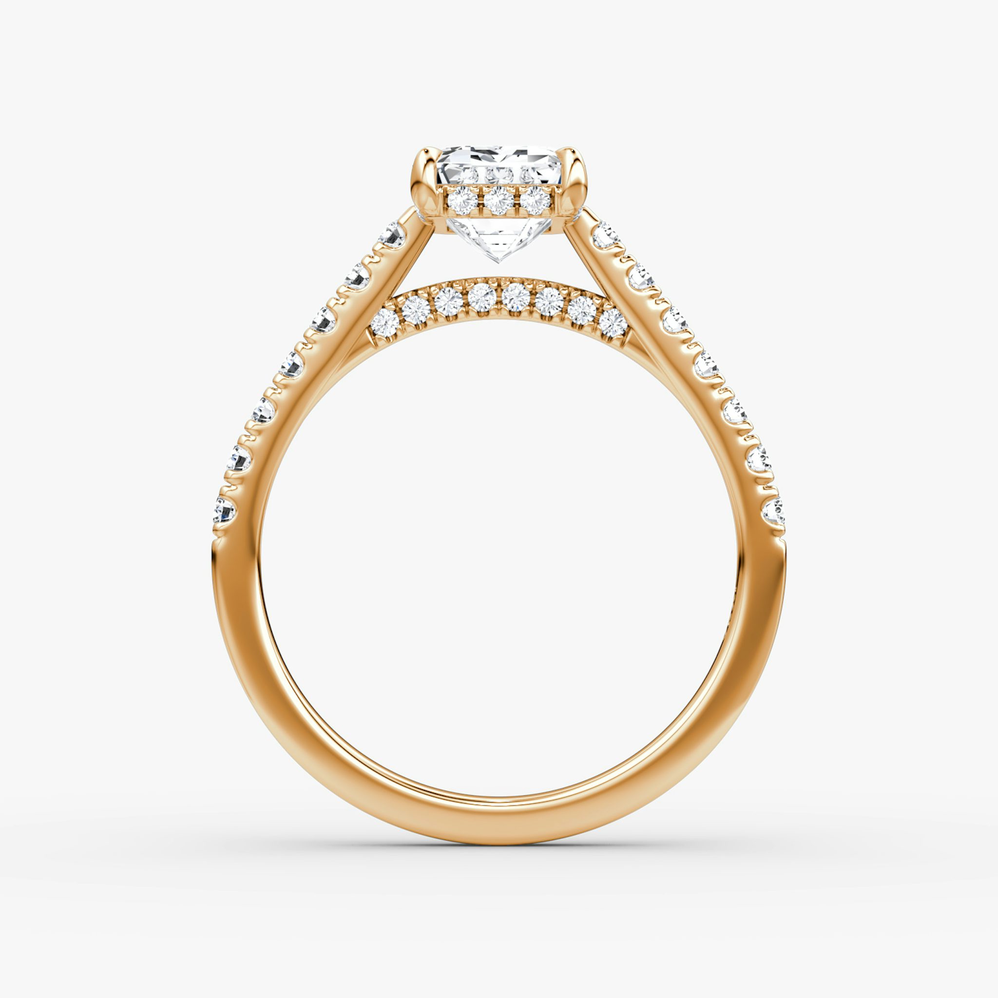 The Pavé Bridge | Emerald | 14k | Rose Gold | bandAccent: Pavé | diamondOrientation: vertical | caratWeight: other