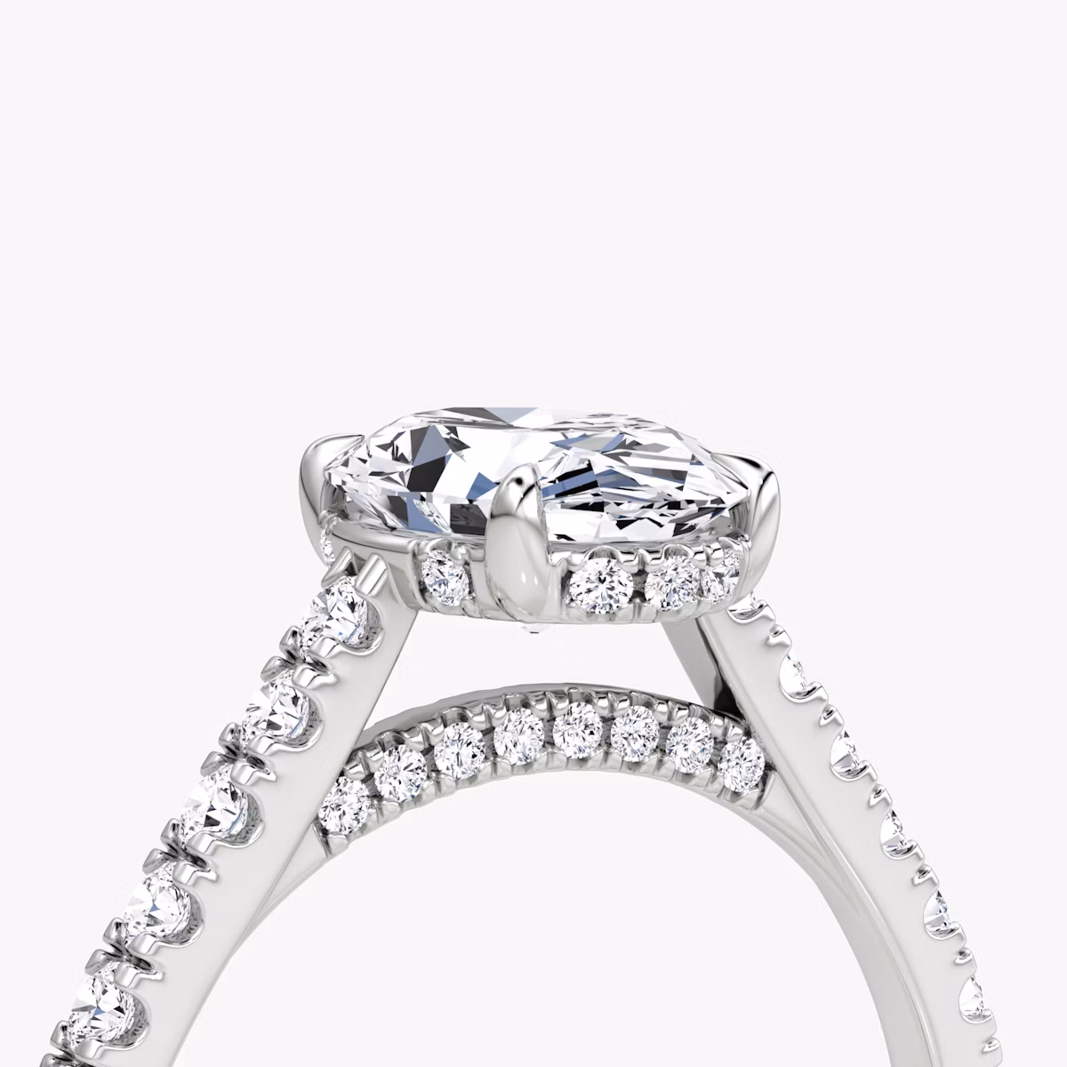 The Pavé Bridge | Oval | Platinum | bandAccent: Pavé | diamondOrientation: vertical | caratWeight: other