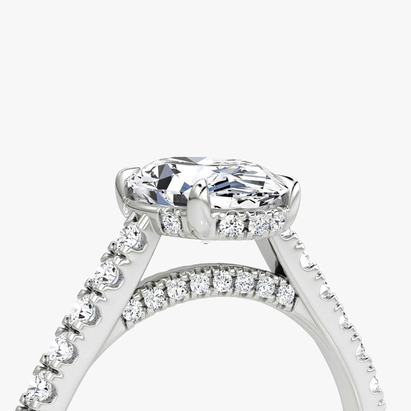 The Pavé Bridge | Oval | Platinum | bandAccent: Pavé | diamondOrientation: vertical | caratWeight: other