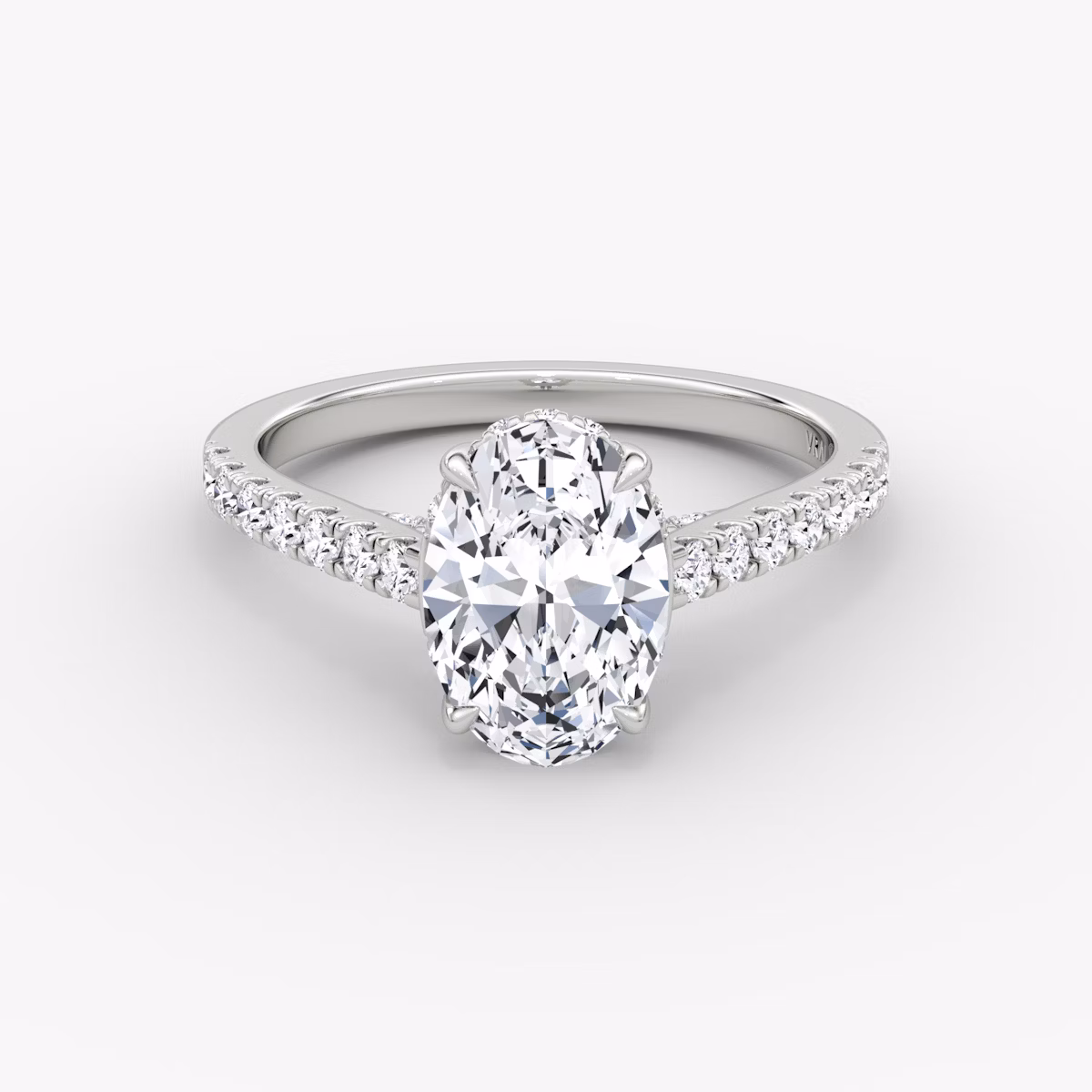 The Pavé Bridge | Oval | Platinum | bandAccent: Pavé | diamondOrientation: vertical | caratWeight: other
