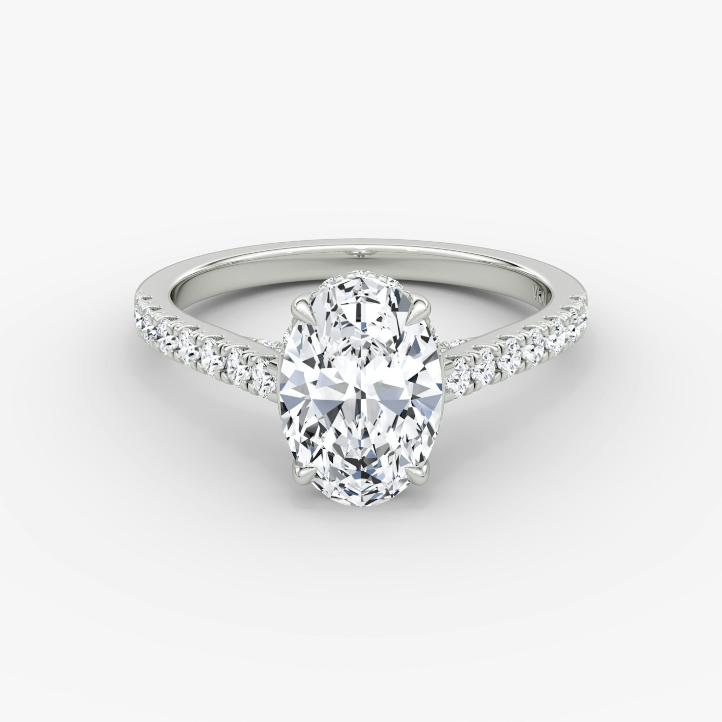The Pavé Bridge | Oval | Platinum | bandAccent: Pavé | diamondOrientation: vertical | caratWeight: other