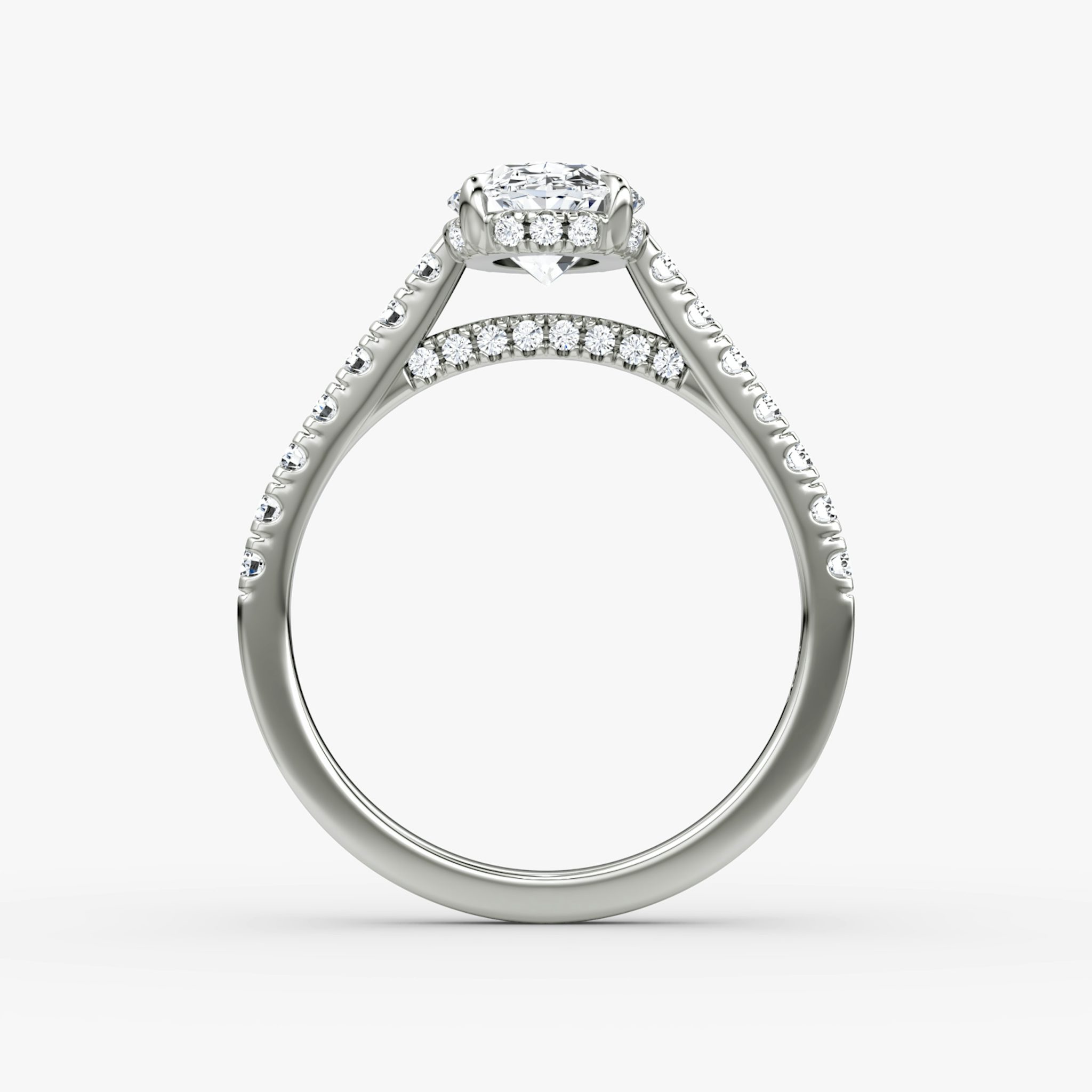 The Pavé Bridge | Oval | 18k | White Gold | bandAccent: Pavé | diamondOrientation: vertical | caratWeight: other