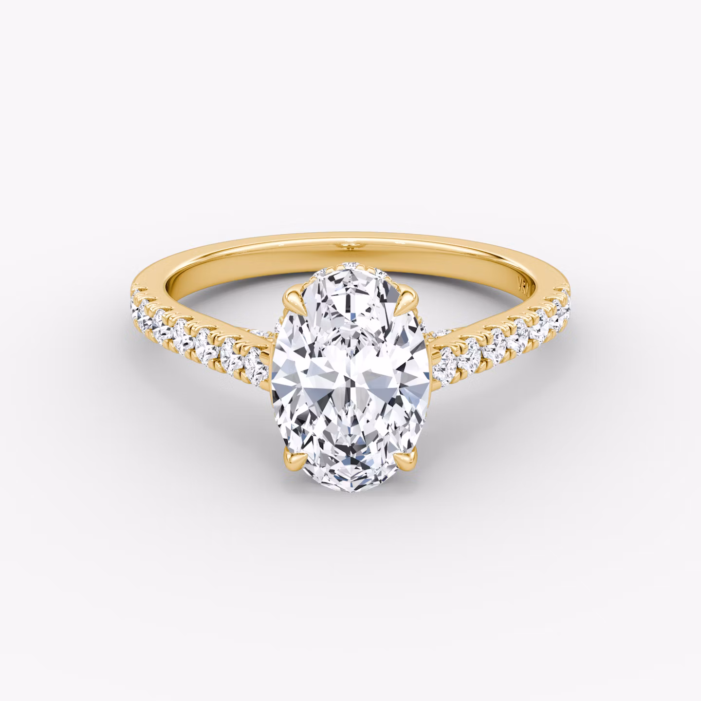 Anillo de compromiso Pavé Bridge | Oval | 18k | Oro amarillo | bandAccent: Pavé | diamondOrientation: vertical | caratWeight: other