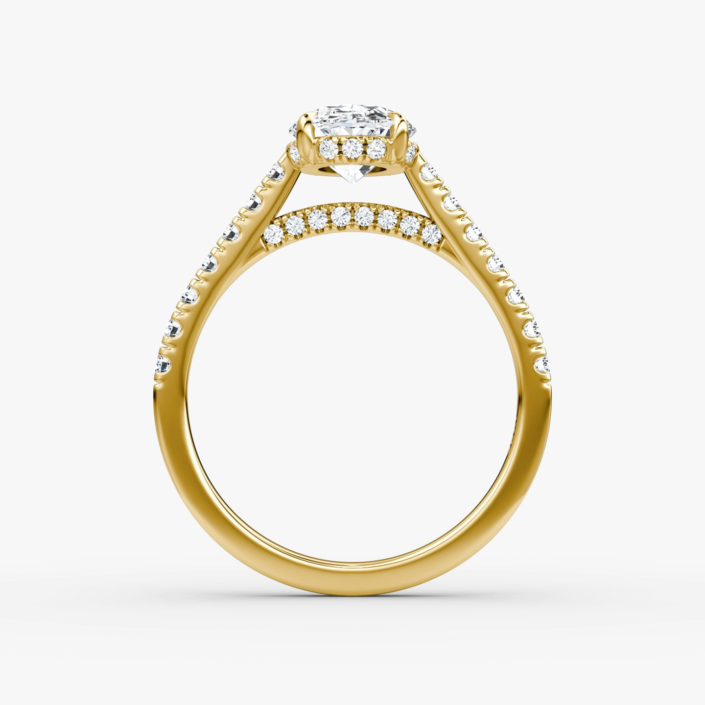 Anillo de compromiso Pavé Bridge | Oval | 18k | Oro amarillo | bandAccent: Pavé | diamondOrientation: vertical | caratWeight: other