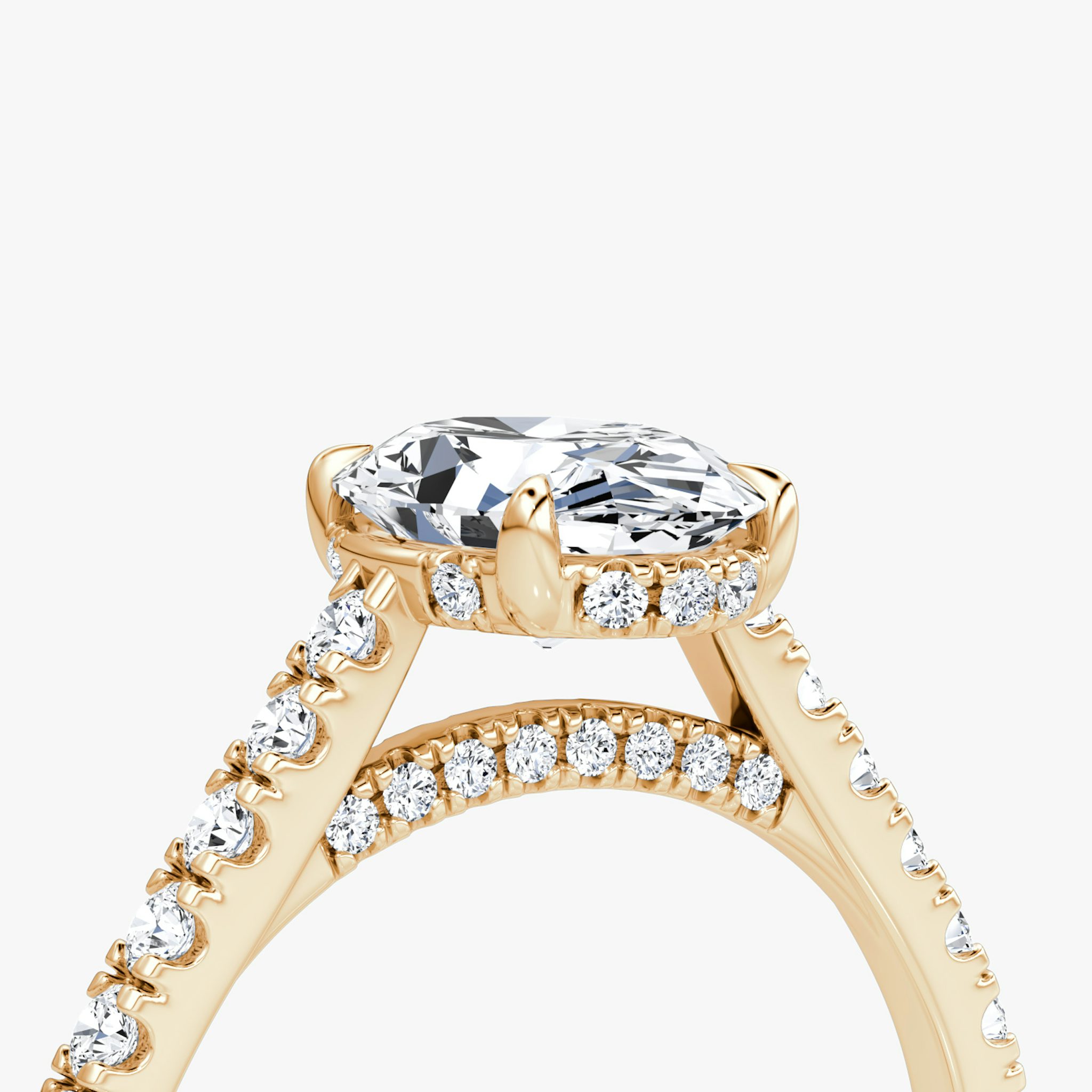 The Pavé Bridge | Oval | 14k | Rose Gold | bandAccent: Pavé | diamondOrientation: vertical | caratWeight: other