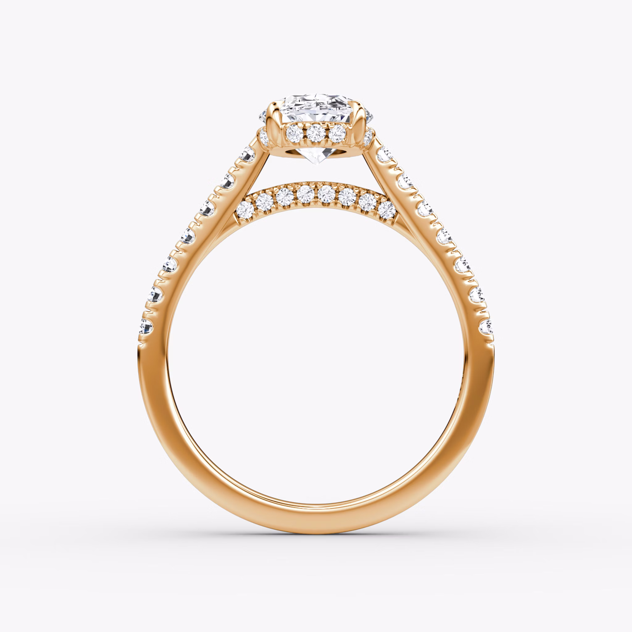 The Pavé Bridge | Oval | 14k | Rose Gold | bandAccent: Pavé | diamondOrientation: vertical | caratWeight: other