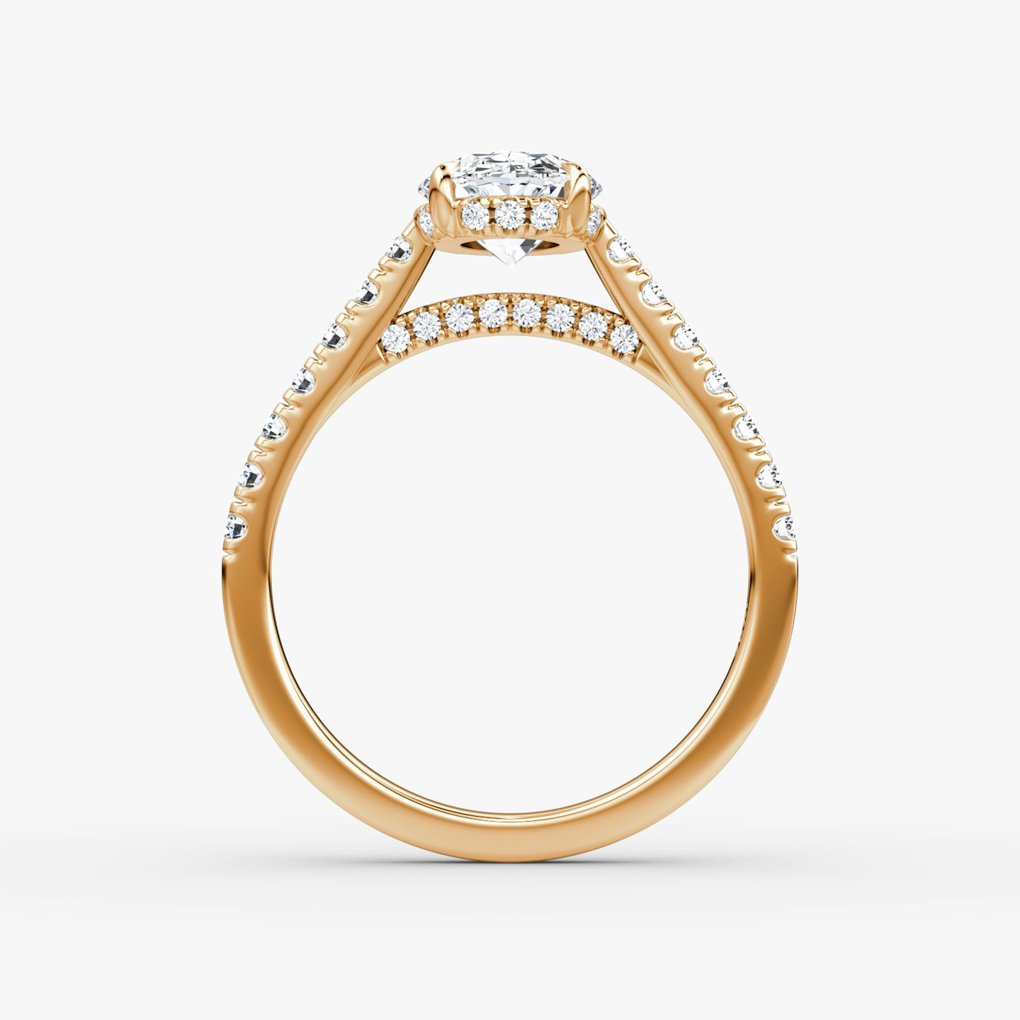 The Pavé Bridge | Oval | 14k | Rose Gold | bandAccent: Pavé | diamondOrientation: vertical | caratWeight: other