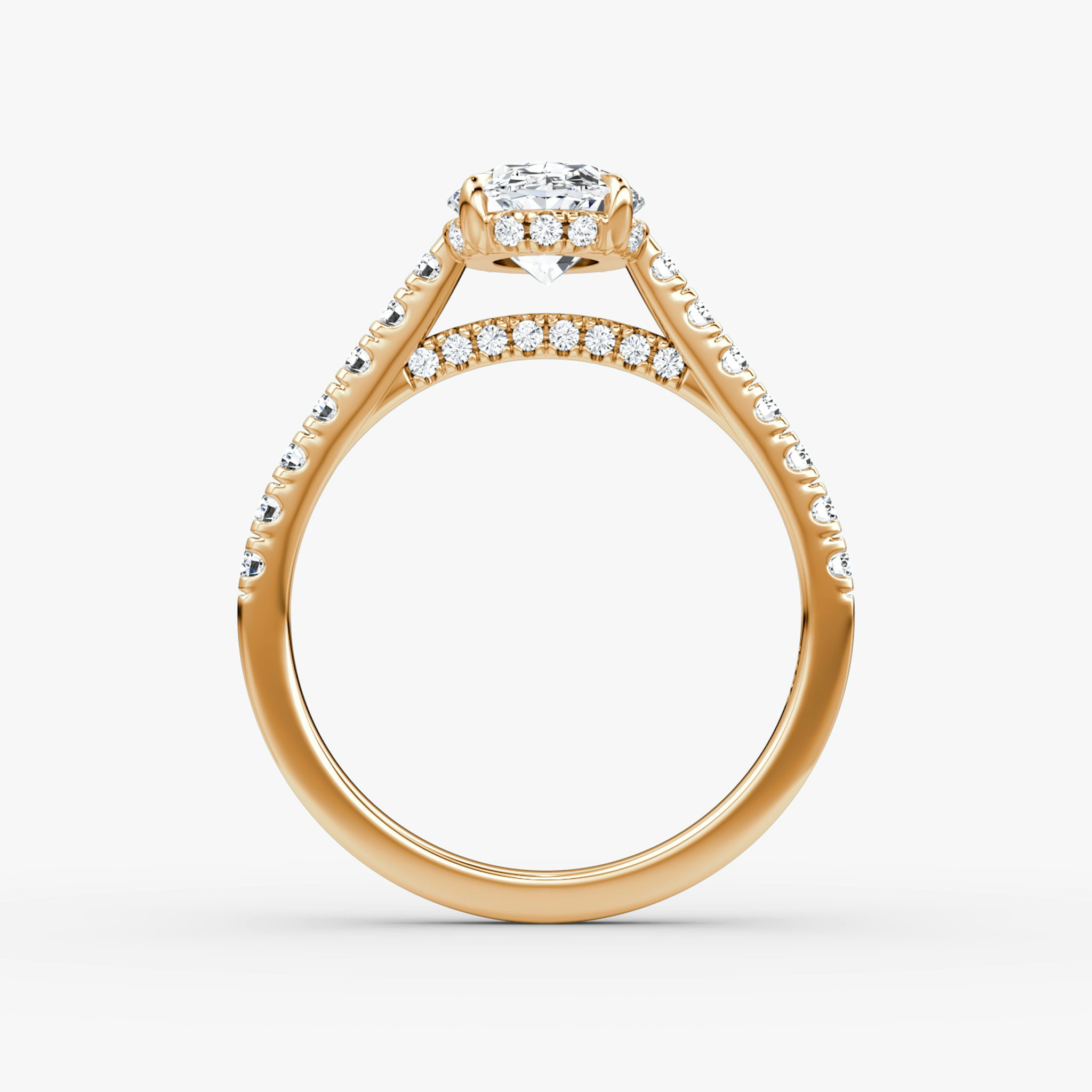 The Pavé Bridge | Oval | 14k | Rose Gold | bandAccent: Pavé | diamondOrientation: vertical | caratWeight: other