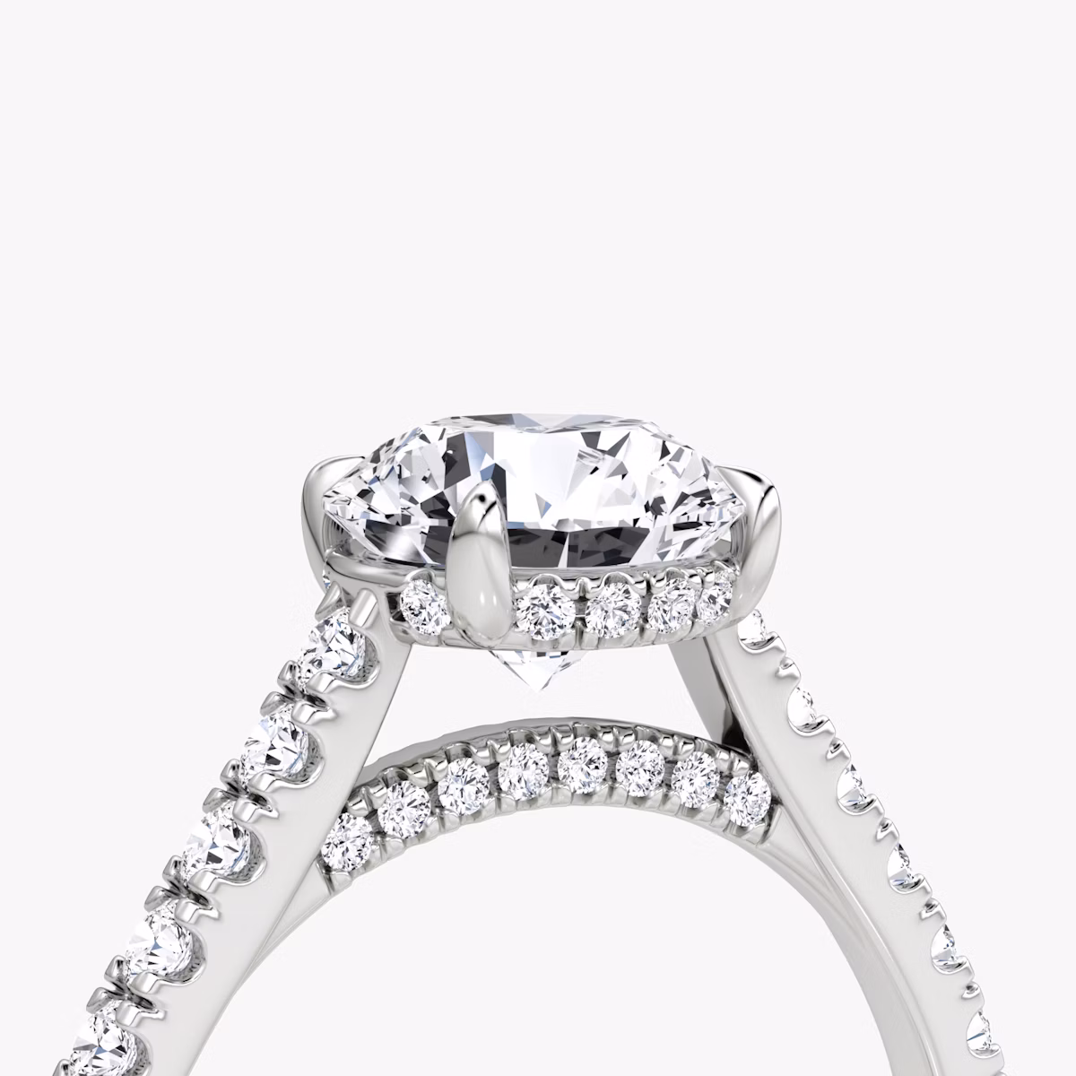 The Pavé Bridge | Round Brilliant | Platinum | bandAccent: Pavé | caratWeight: other | diamondOrientation: vertical