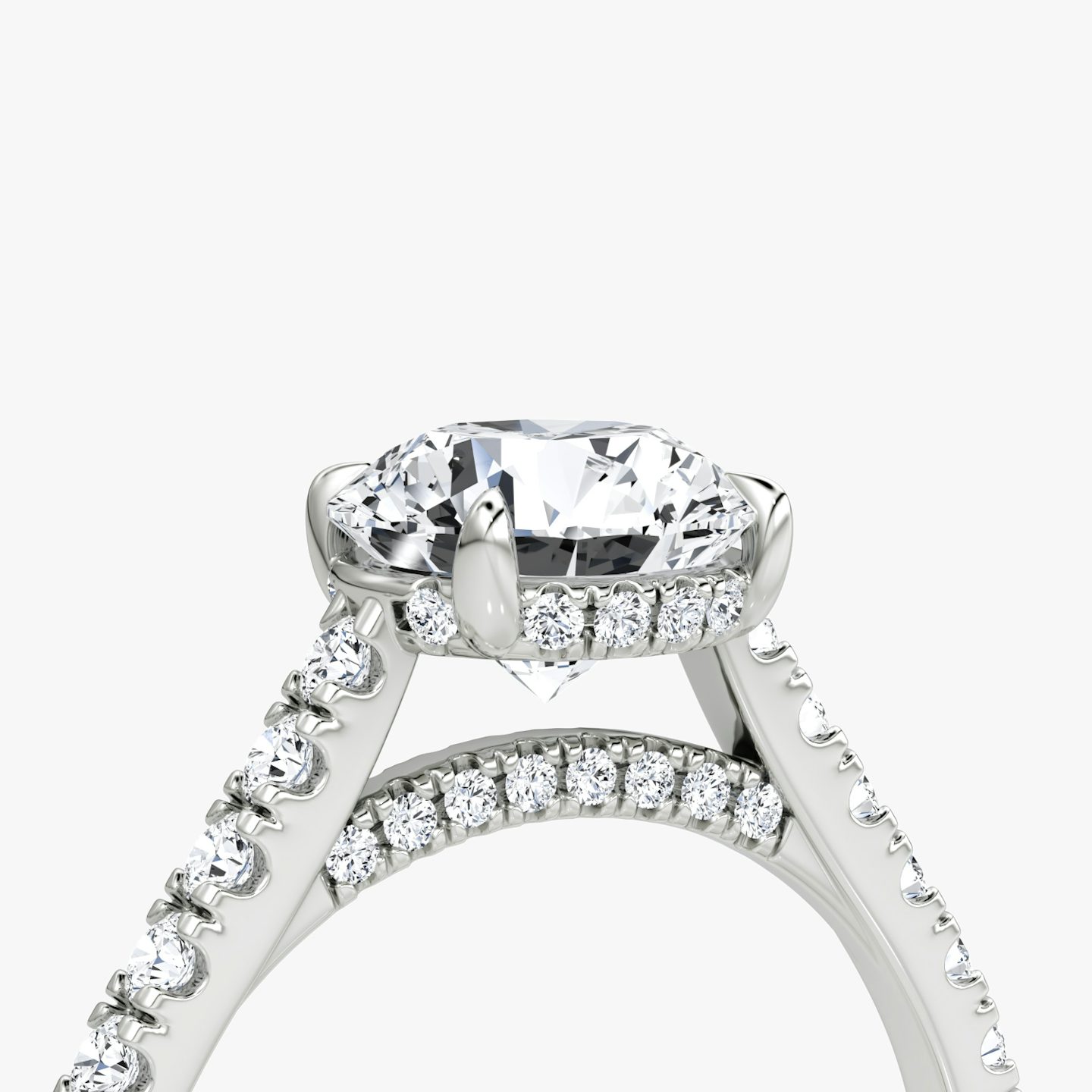 The Pavé Bridge | Round Brilliant | 18k | White Gold | bandAccent: Pavé | caratWeight: 2.0ct | diamondOrientation: vertical