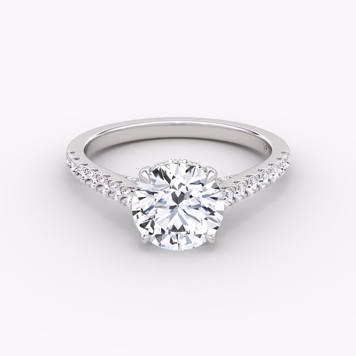 The Pavé Bridge | Round Brilliant | Platinum | bandAccent: Pavé | caratWeight: other | diamondOrientation: vertical