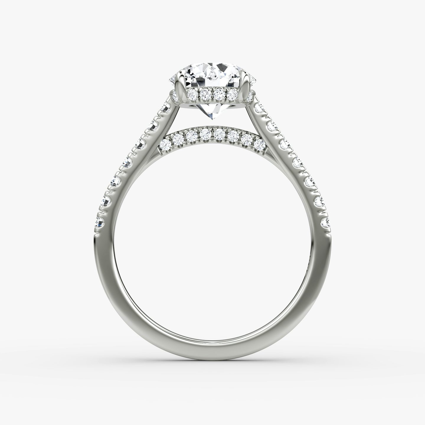 The Pavé Bridge | Round Brilliant | 18k | White Gold | bandAccent: Pavé | caratWeight: 2.0ct | diamondOrientation: vertical