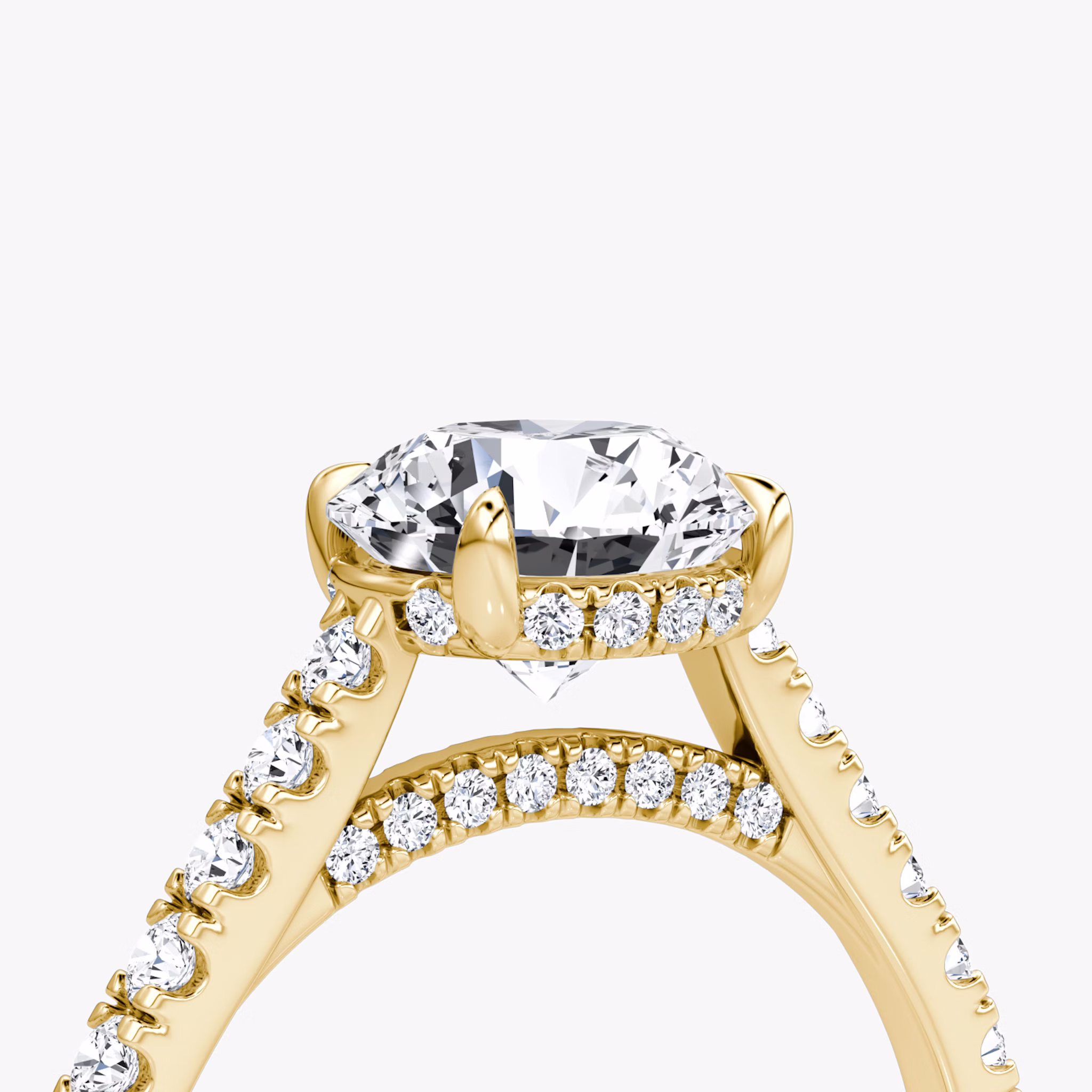The Pavé Bridge | Round Brilliant | 18k | Yellow Gold | bandAccent: Pavé | caratWeight: 1.0ct | diamondOrientation: vertical