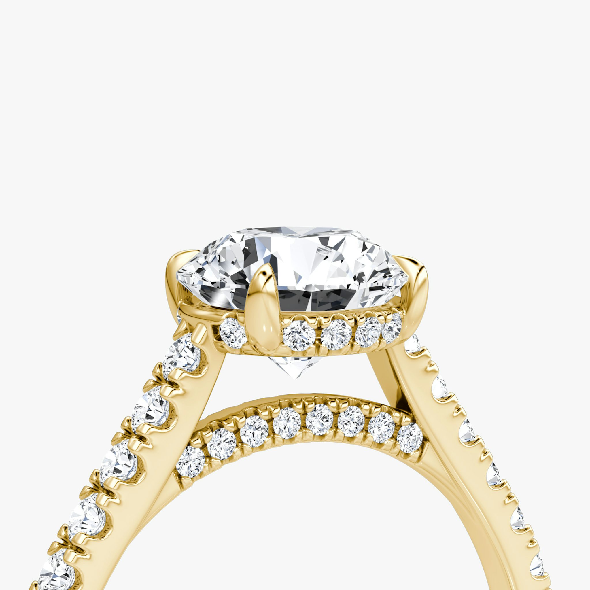 The Pavé Bridge | Round Brilliant | 18k | Yellow Gold | bandAccent: Pavé | caratWeight: 1.0ct | diamondOrientation: vertical
