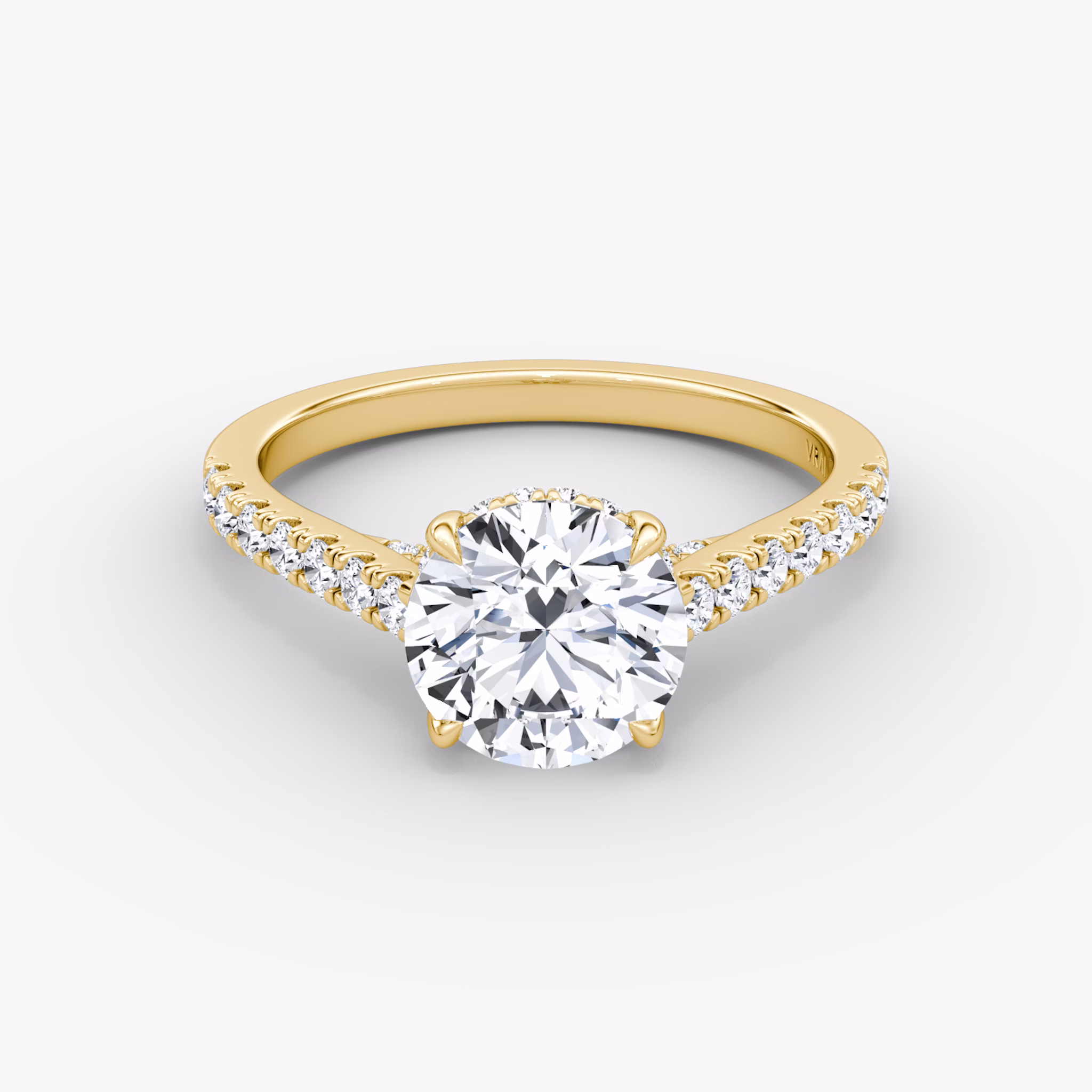 The Pavé Bridge | Round Brilliant | 18k | Yellow Gold | bandAccent: Pavé | caratWeight: 1.0ct | diamondOrientation: vertical