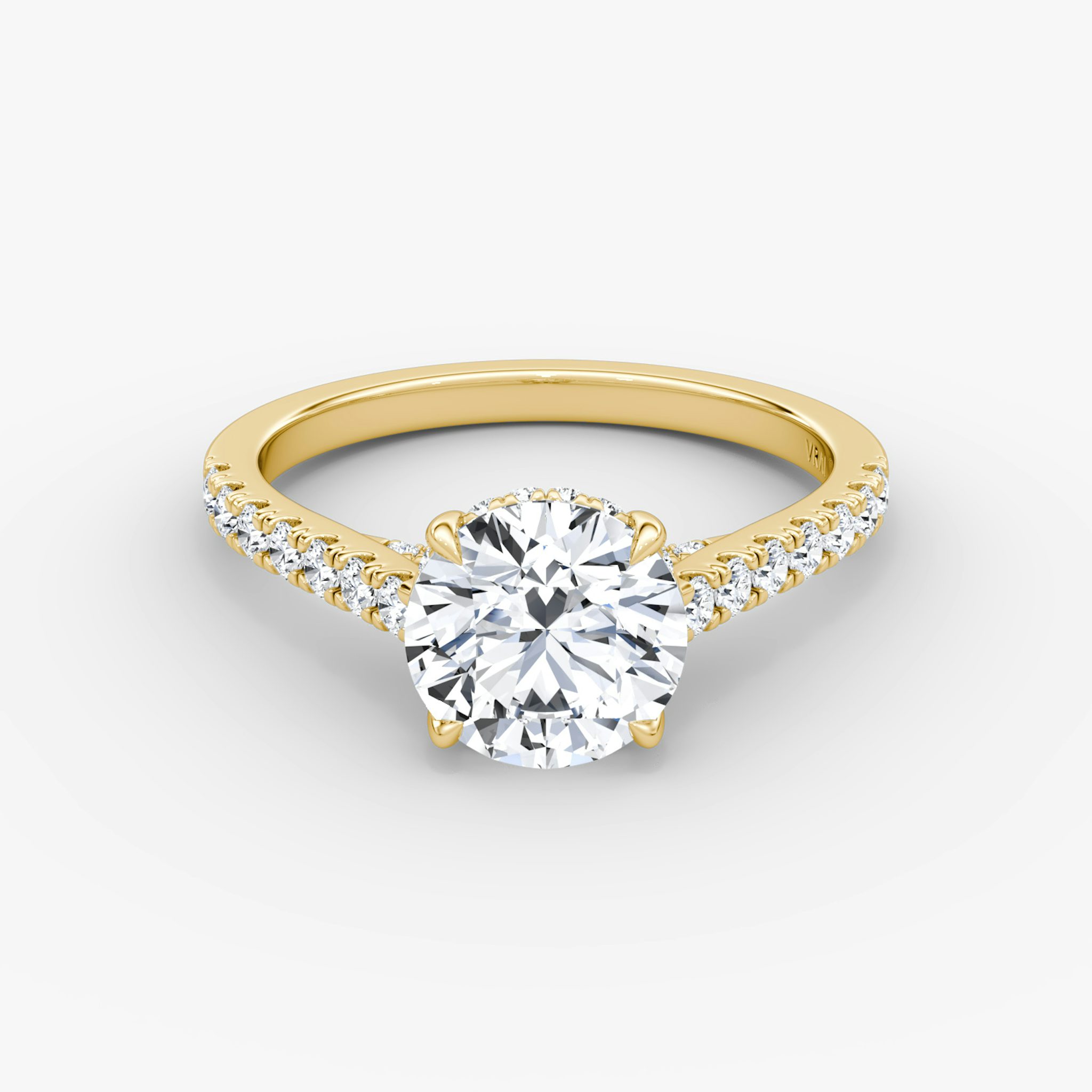 The Pavé Bridge | Round Brilliant | 18k | Yellow Gold | bandAccent: Pavé | caratWeight: 1.0ct | diamondOrientation: vertical