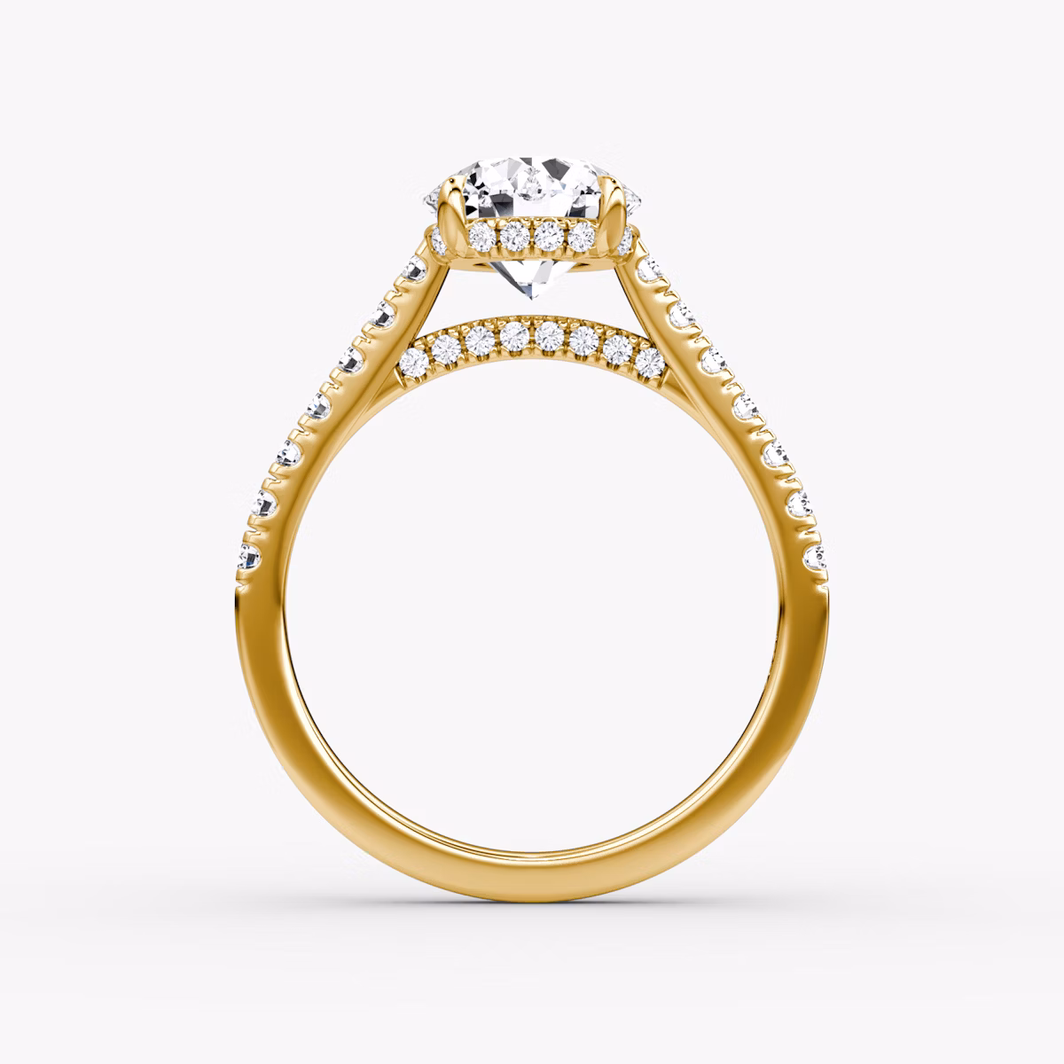 The Pavé Bridge | Round Brilliant | 18k | Yellow Gold | bandAccent: Pavé | caratWeight: other | diamondOrientation: vertical