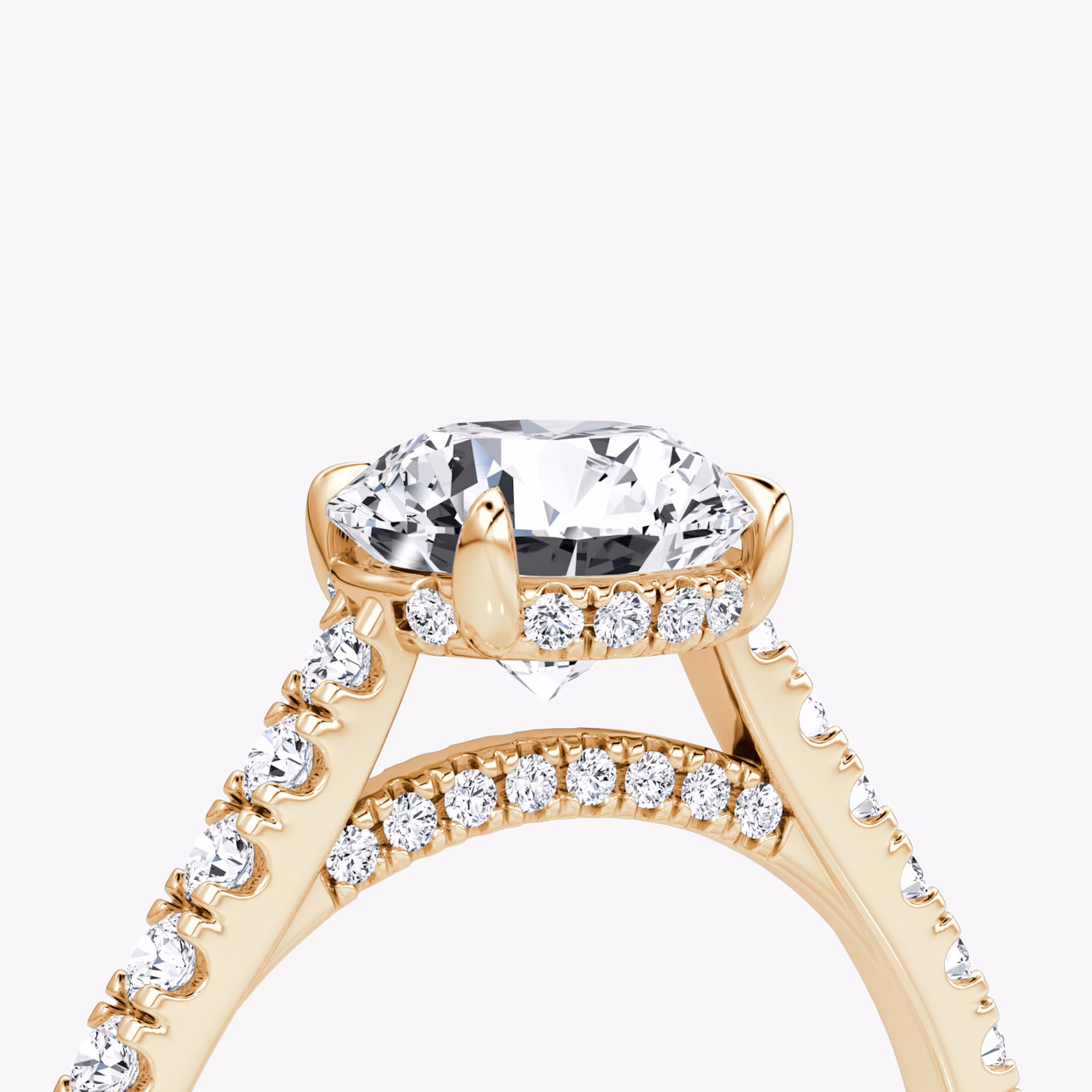 The Pavé Bridge | Round Brilliant | 14k | Rose Gold | bandAccent: Pavé | caratWeight: 1.0ct | diamondOrientation: vertical