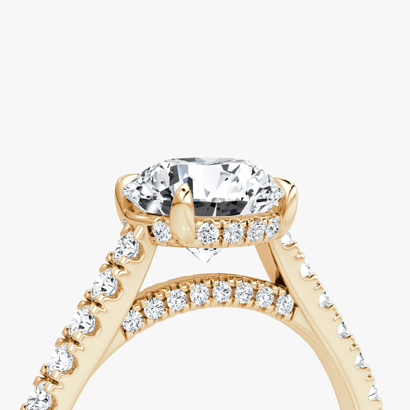 The Pavé Bridge | Round Brilliant | 14k | Rose Gold | bandAccent: Pavé | caratWeight: 2.0ct | diamondOrientation: vertical