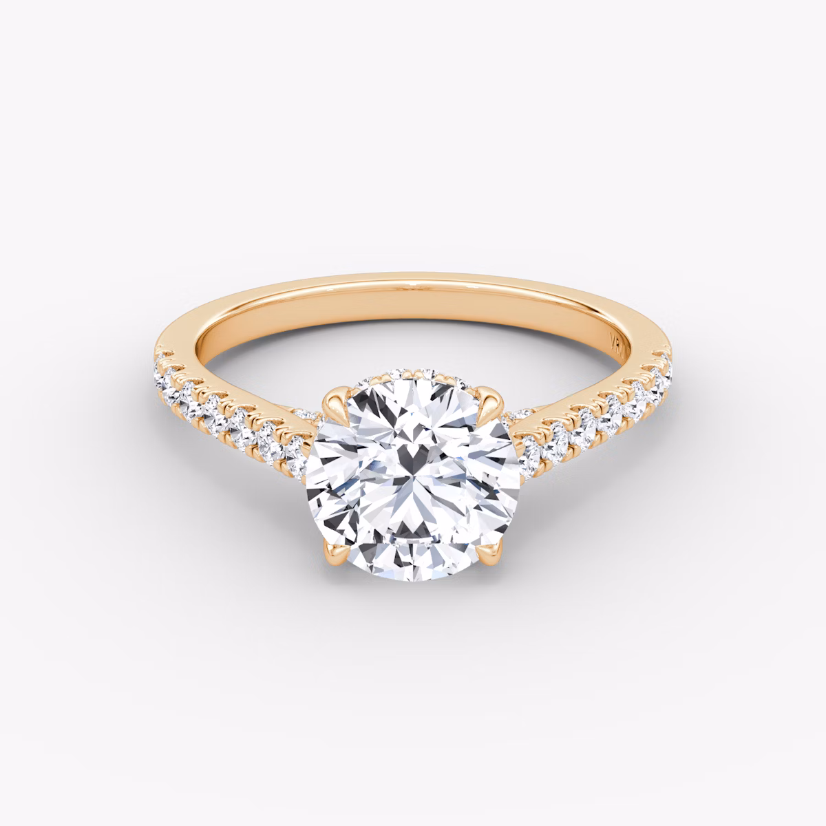The Pavé Bridge | Round Brilliant | 14k | Rose Gold | bandAccent: Pavé | caratWeight: 1.5ct | diamondOrientation: vertical