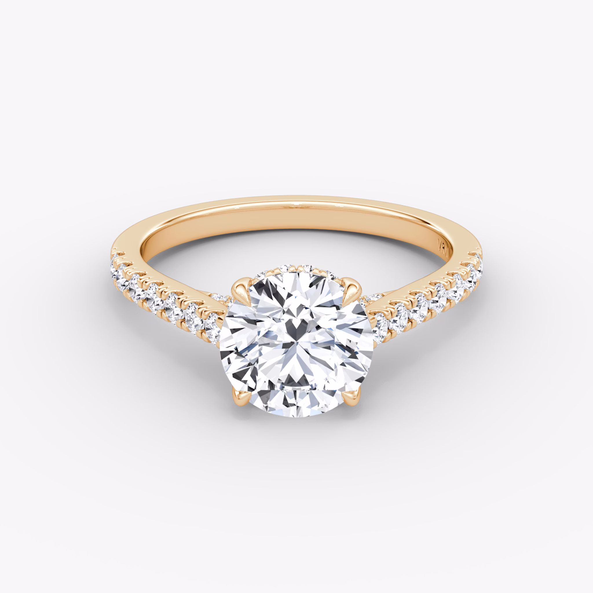 The Pavé Bridge | Round Brilliant | 14k | Rose Gold | bandAccent: Pavé | caratWeight: 1.0ct | diamondOrientation: vertical
