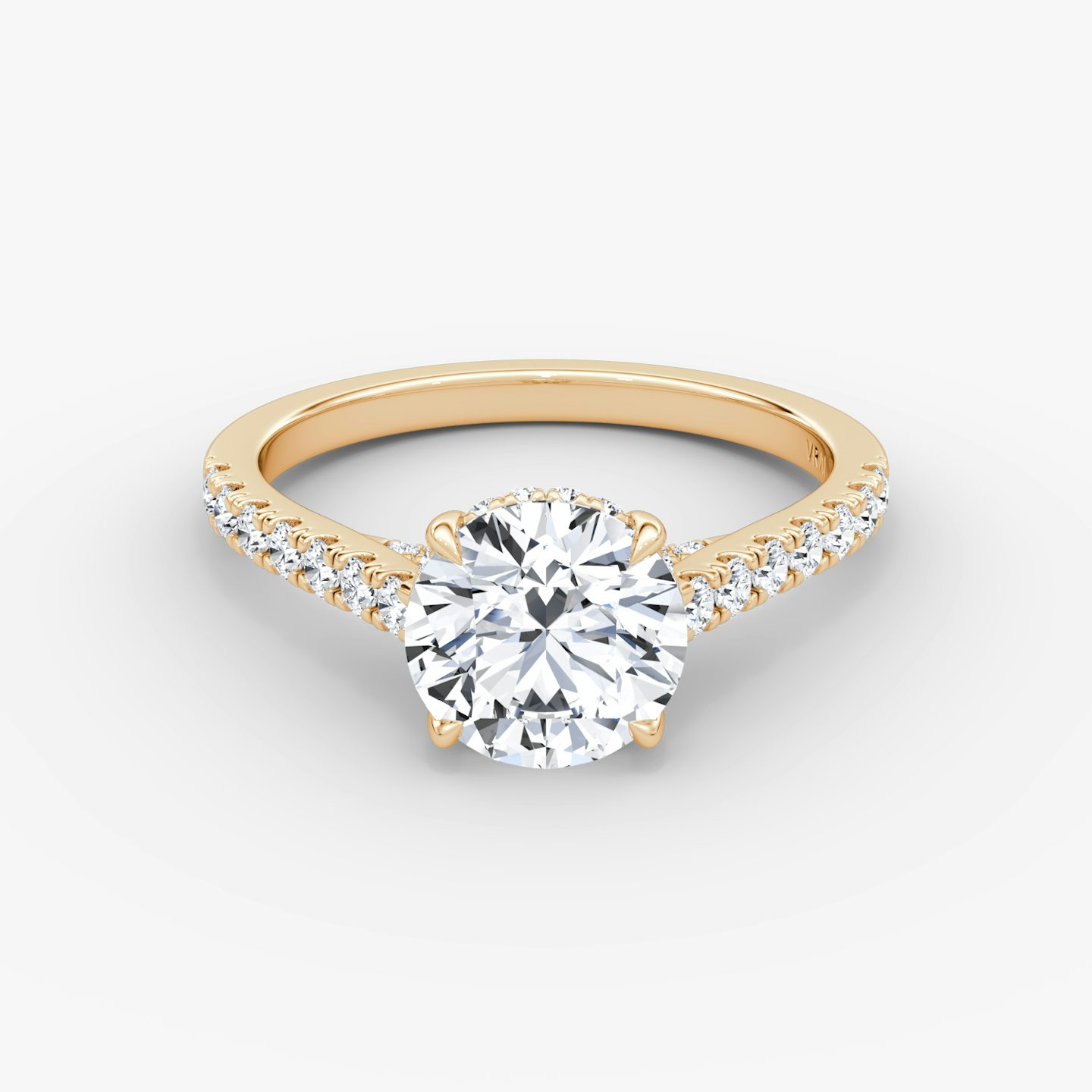 The Pavé Bridge | Round Brilliant | 14k | Rose Gold | bandAccent: Pavé | caratWeight: 2.0ct | diamondOrientation: vertical